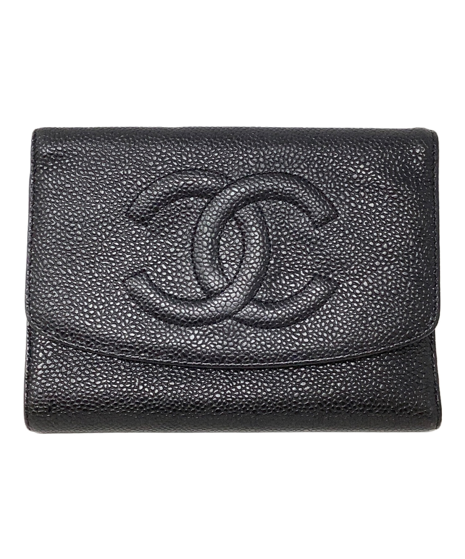 中古・古着通販】CHANEL (シャネル) 3つ折り財布 CHANEL（シャネル） キャビアスキン ブラック｜ブランド・古着通販  トレファク公式【TREFAC FASHION】スマホサイト