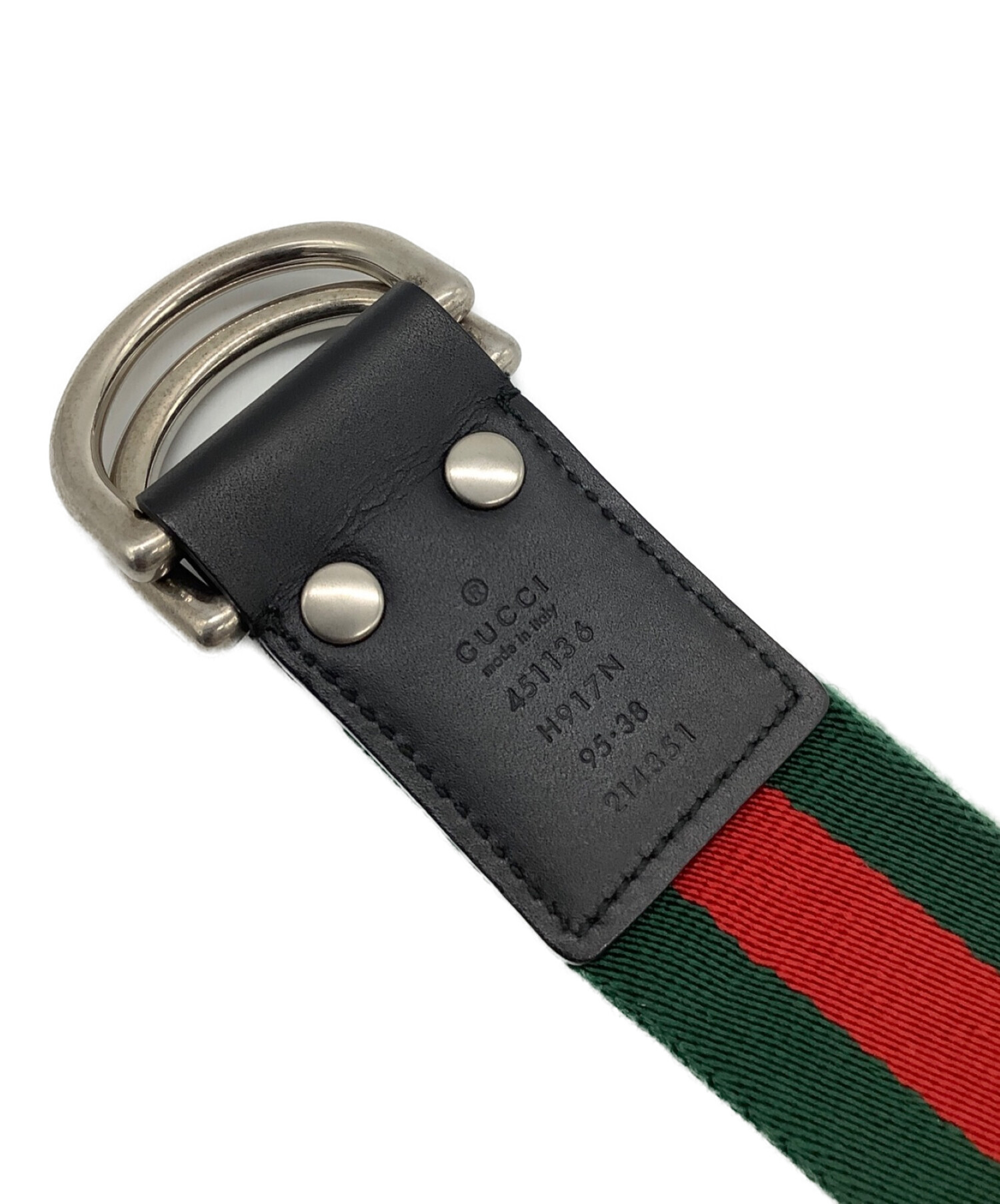 GUCCI (グッチ) Dバックル シェリーライン リングベルト グリーン