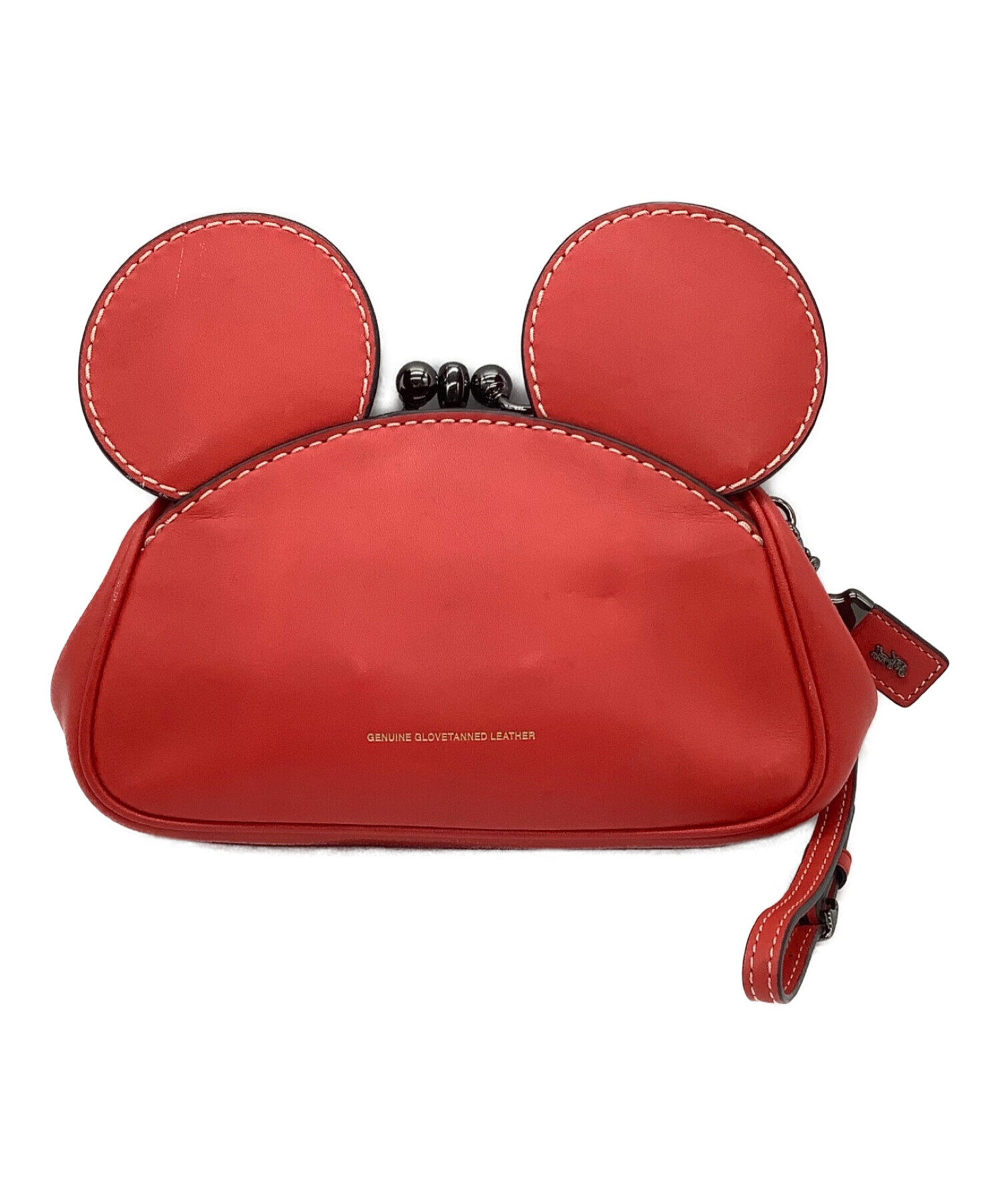 COACH × disney (コーチ × ディズニー) レザーリストレットポーチ レッド