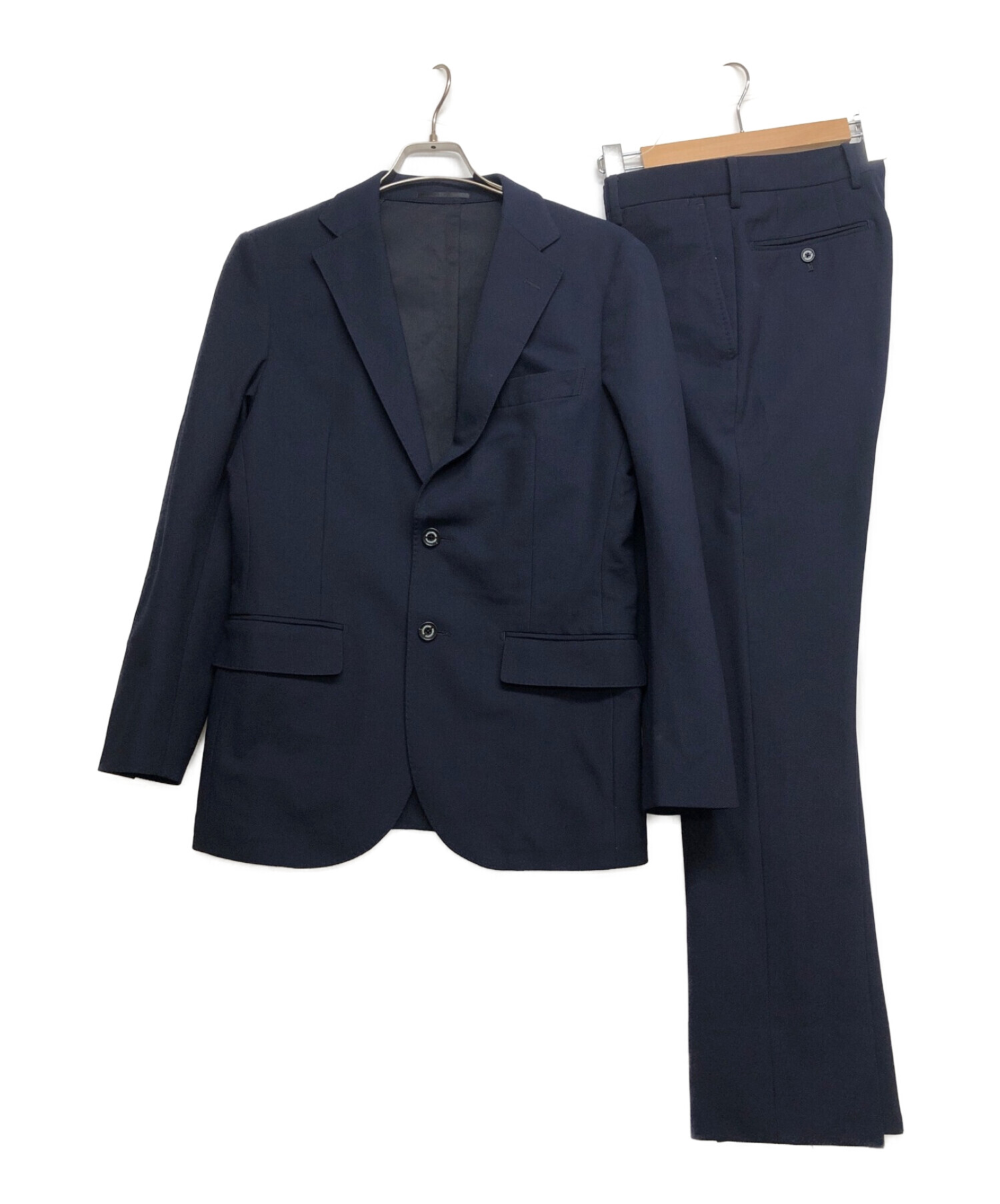 TAKETAKEメンズルー厶マッキントッシュ セットアップ スーツ ウール ネイビー シャドーロゴ刺繍 XL