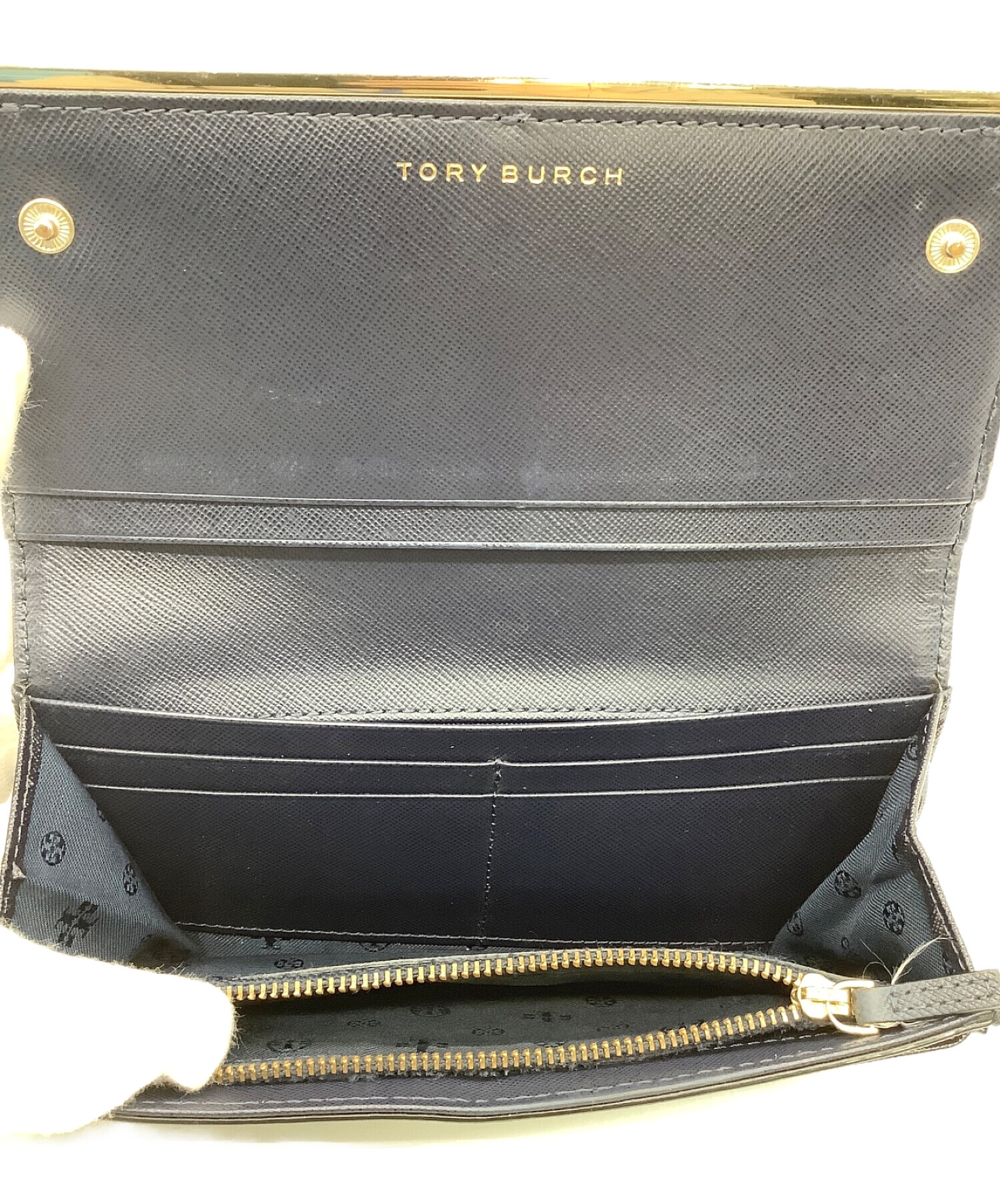 新品】TORY BURCHトリーバーチ 長財布 ネイビーTモノグラムジャガード