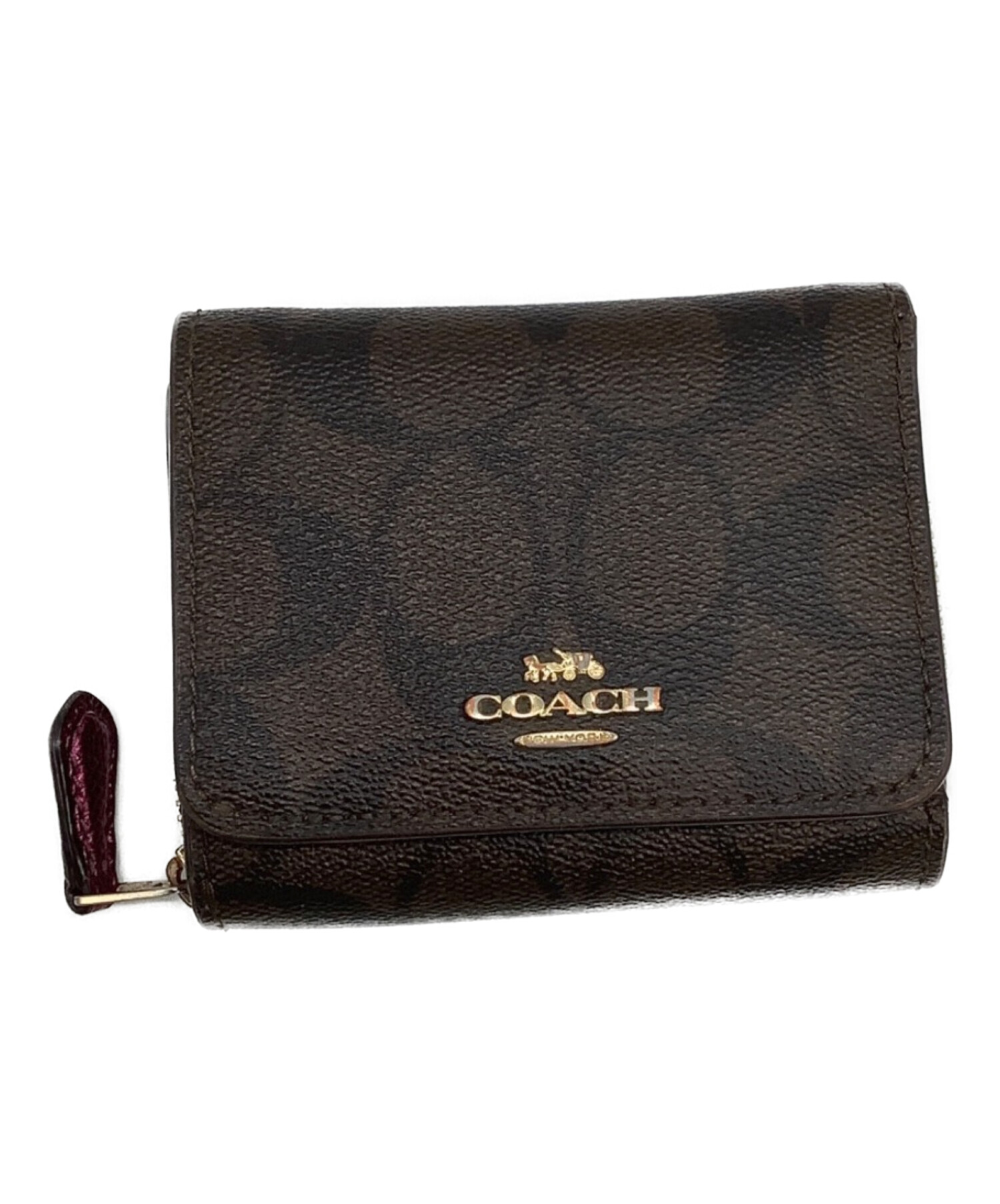 中古・古着通販】COACH (コーチ) 3つ折り財布 ブラウン｜ブランド