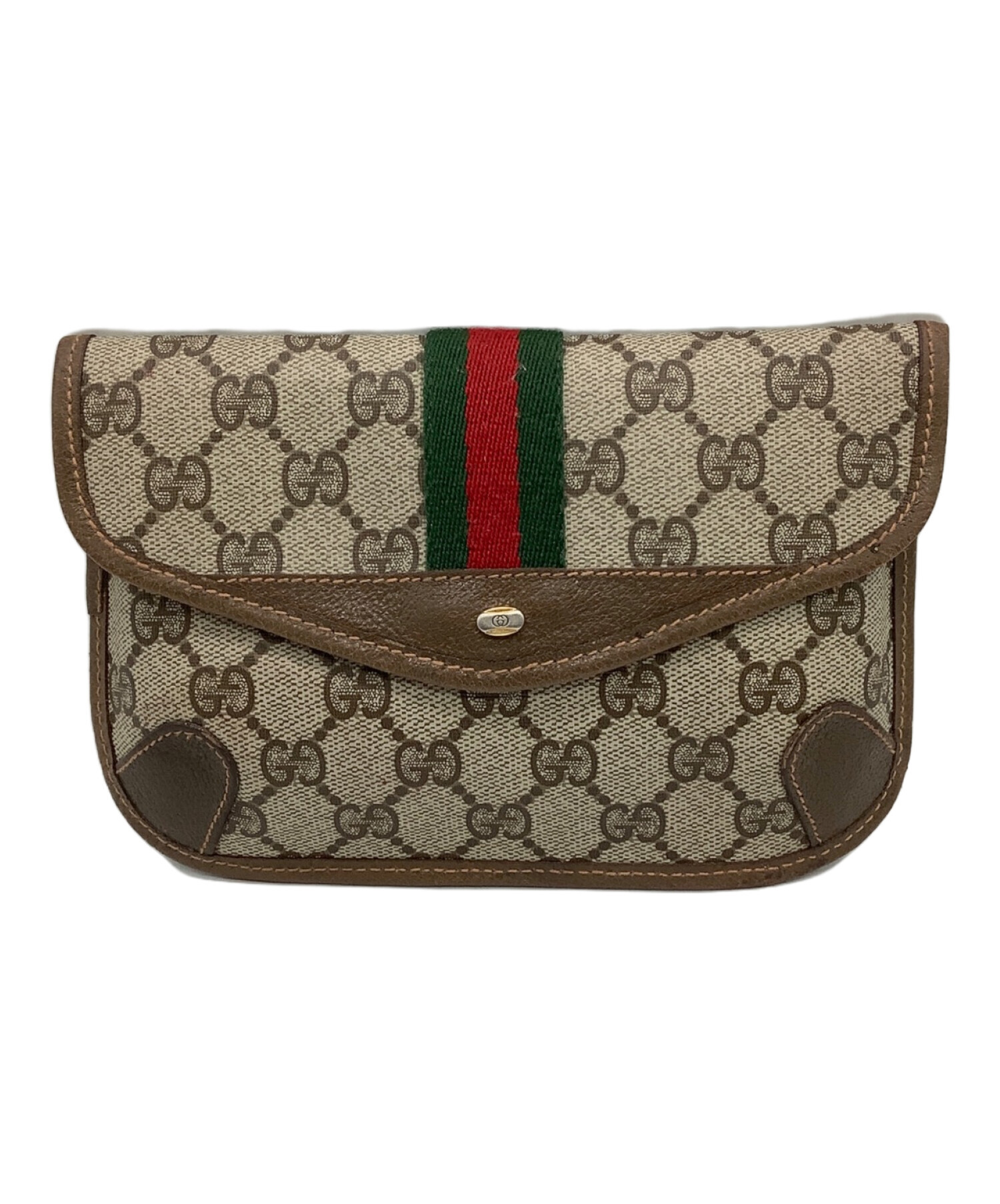 中古・古着通販】GUCCI (グッチ) ポーチ シェリーライン ブラウン