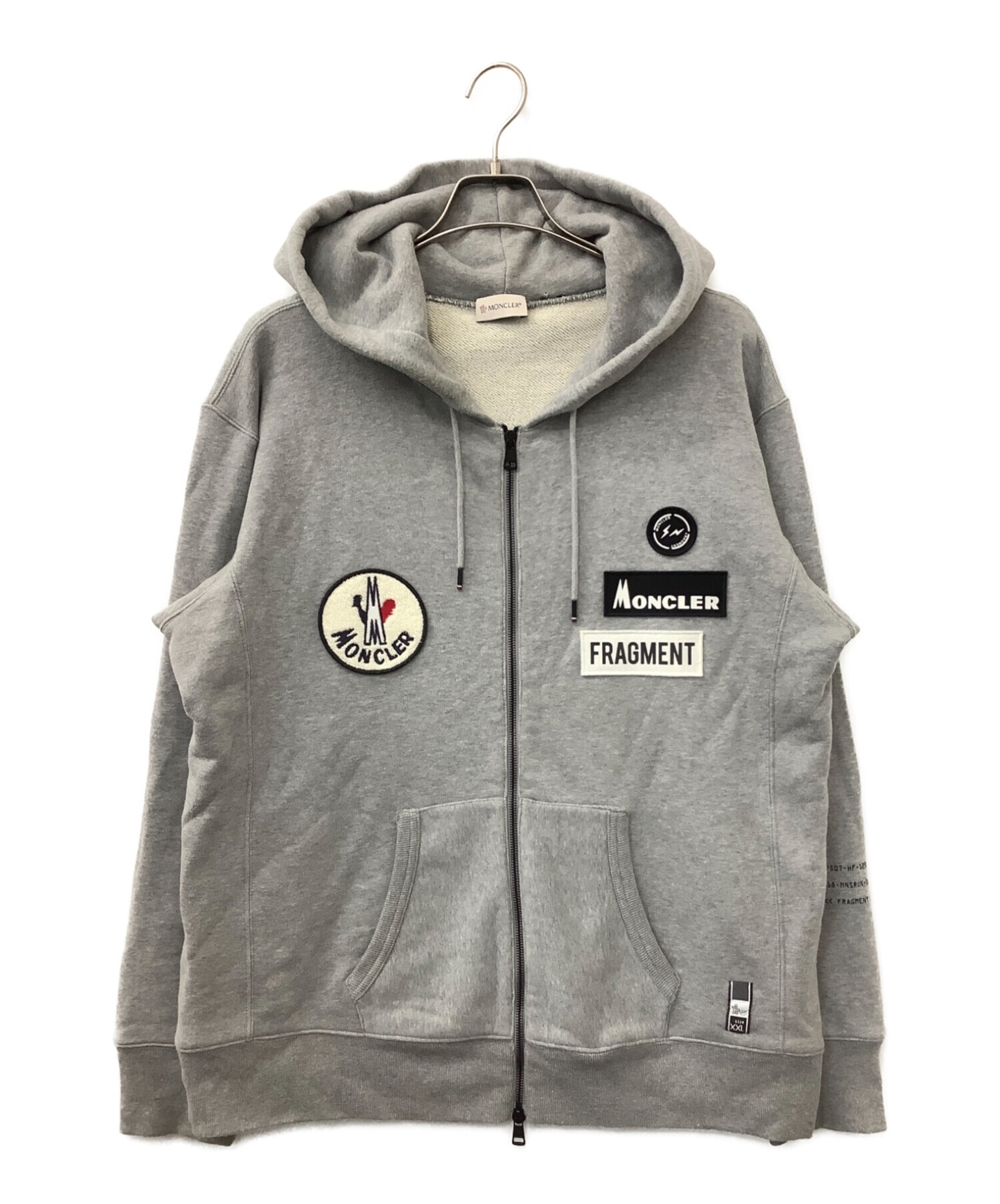 MONCLER×fragment design (モンクレール×フラグメントデザイン) ジップパーカー グレー サイズ:XXL