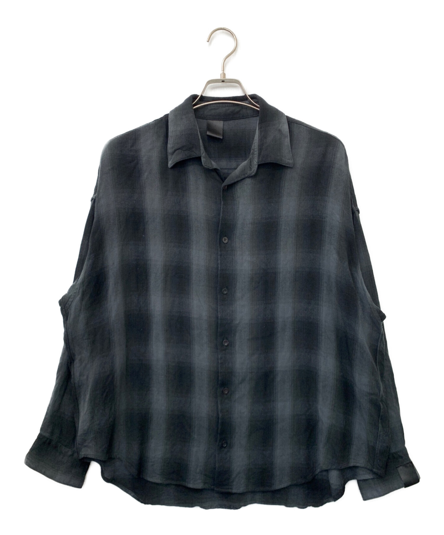 N.HOOLYWOOD (エヌ ハリウッド) オンブレチェックシャツ ブラック×グレー サイズ:38