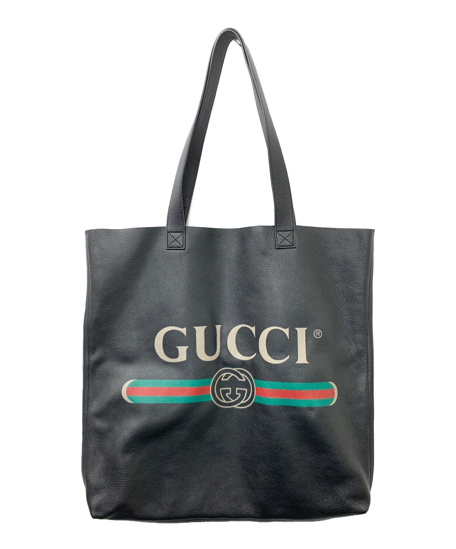 中古・古着通販】GUCCI (グッチ) レザートートバッグ ブラック