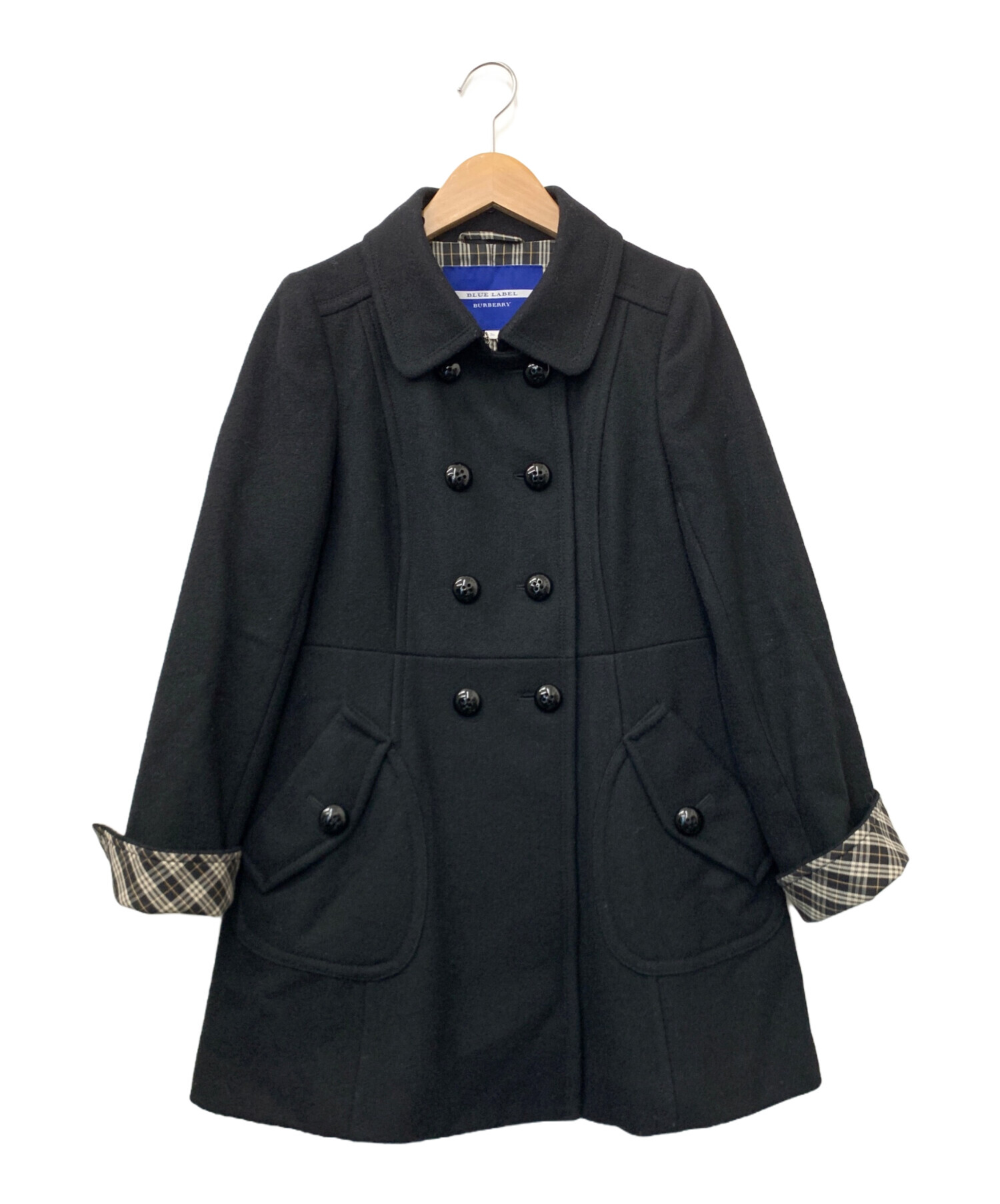 BURBERRY BLUE LABEL (バーバリーブルーレーベル) ラビットファーティペットコート ブラック サイズ:36