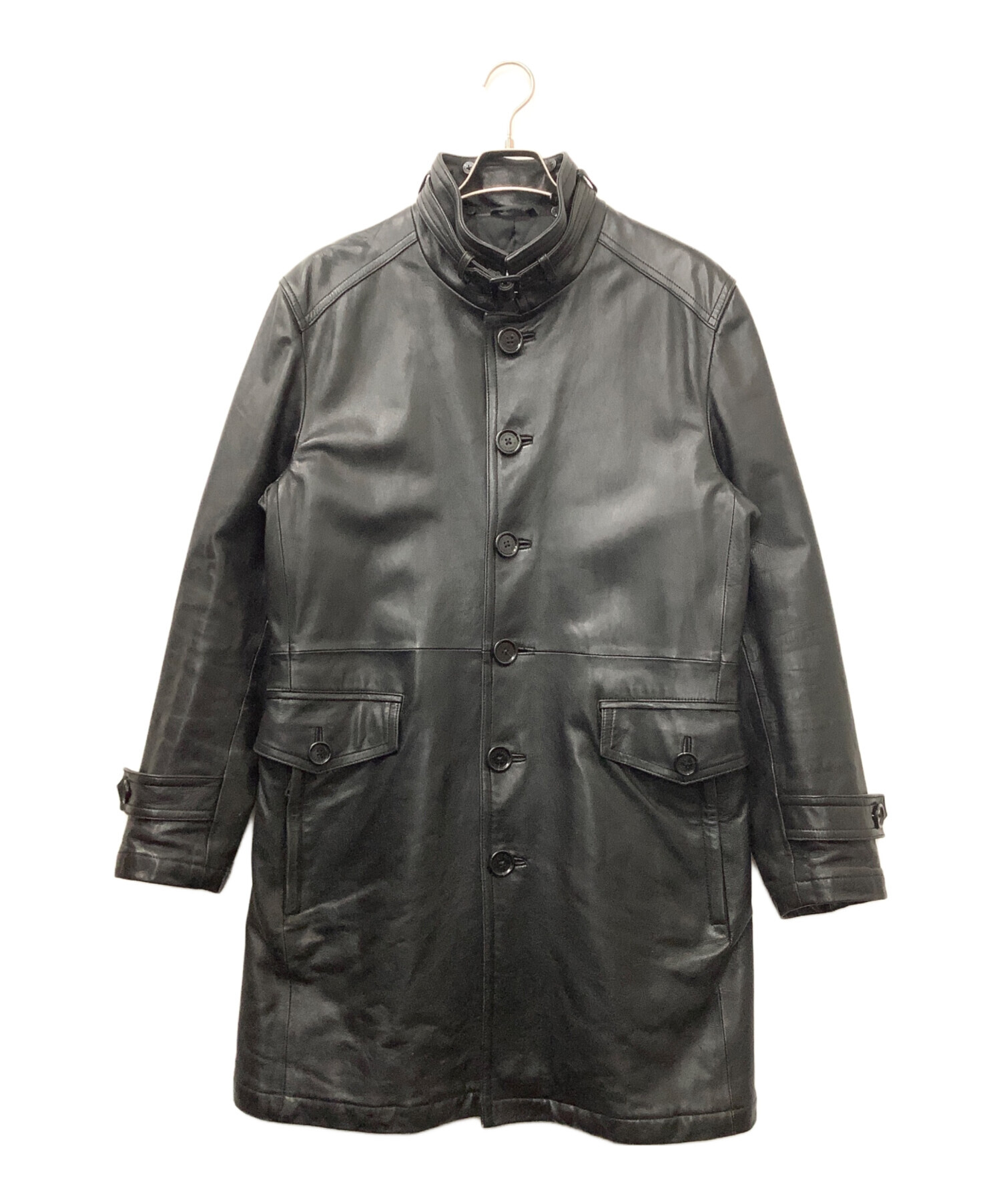 中古・古着通販】BURBERRY BLACK LABEL (バーバリーブラックレーベル) レザーコート ブラック サイズ:LL｜ブランド・古着通販  トレファク公式【TREFAC FASHION】スマホサイト