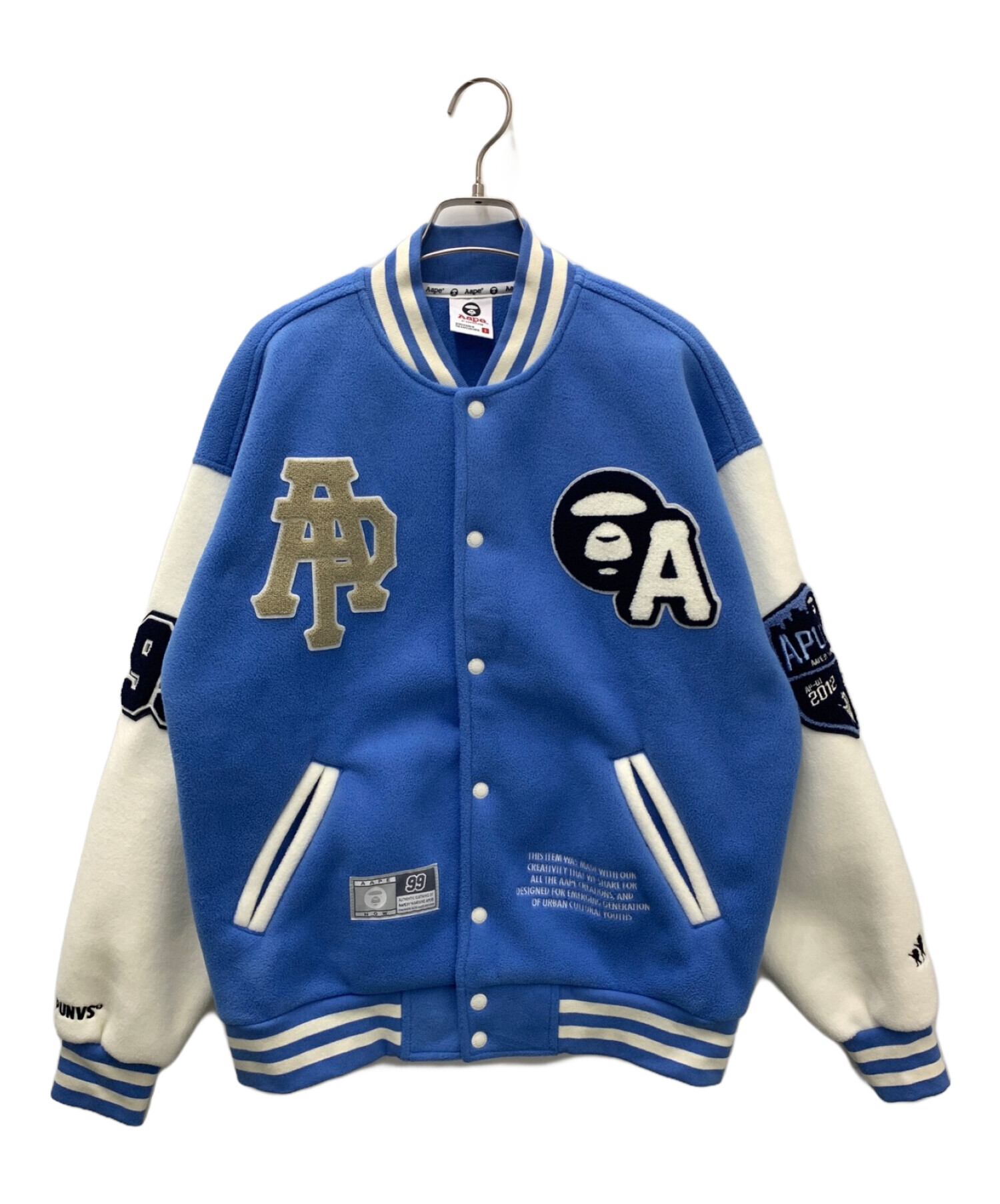 中古・古着通販】A BATHING APE (アベイシングエイプ) スタジャン ブルー×ホワイト サイズ:Ｓ｜ブランド・古着通販  トレファク公式【TREFAC FASHION】スマホサイト