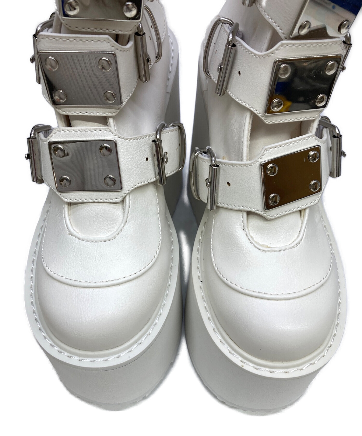 DEMONIA (デモニア) 厚底ブーツ ホワイト サイズ:6