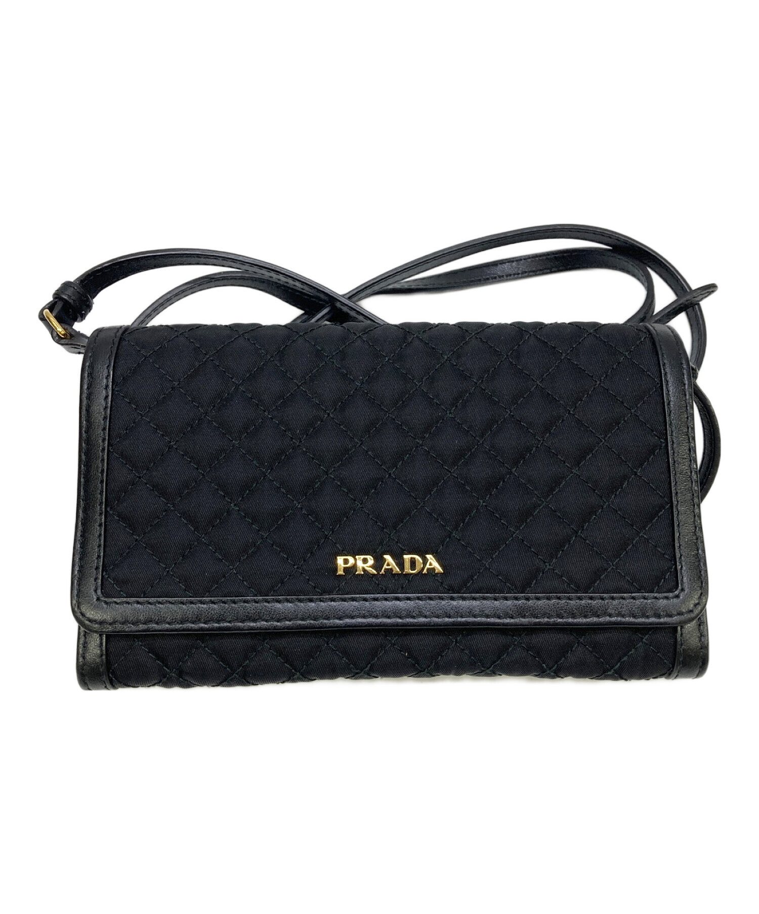 PRADA (プラダ) キルティングショルダーウォレット ブラック