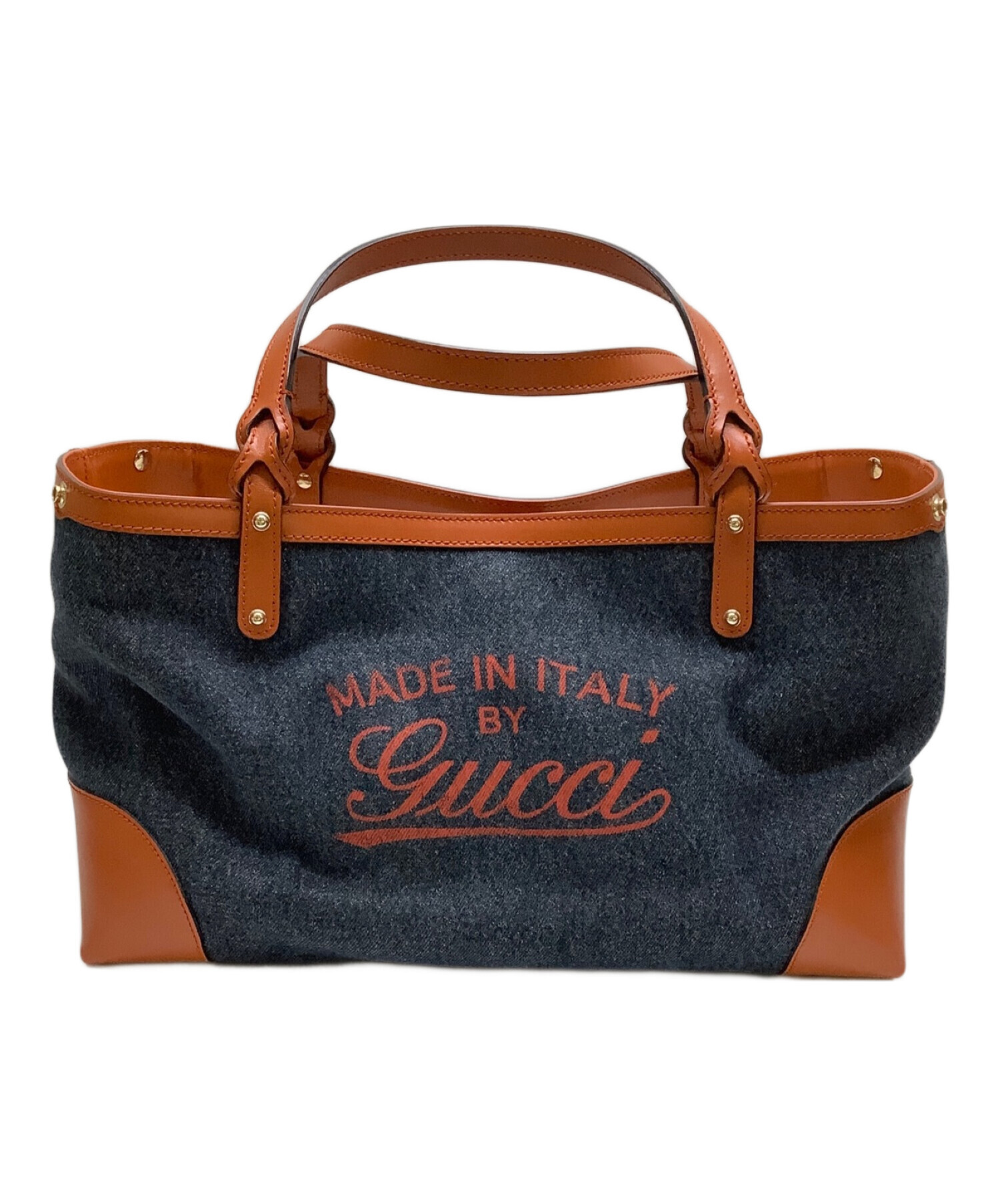 中古・古着通販】GUCCI (グッチ) デニムトートバッグ ネイビー×ブラウン｜ブランド・古着通販 トレファク公式【TREFAC  FASHION】スマホサイト