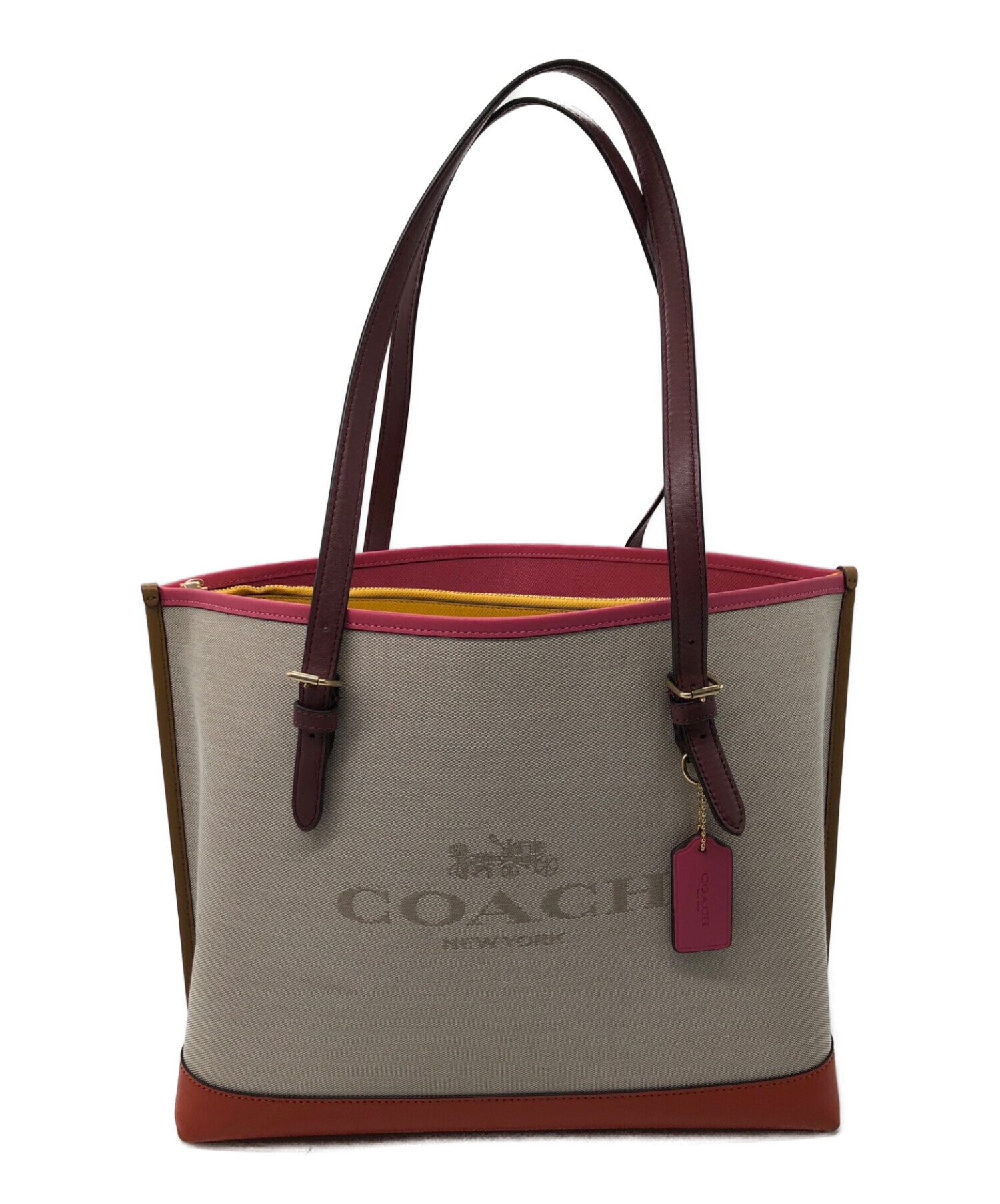 中古・古着通販】COACH (コーチ) トートバッグ グレー×ピンク