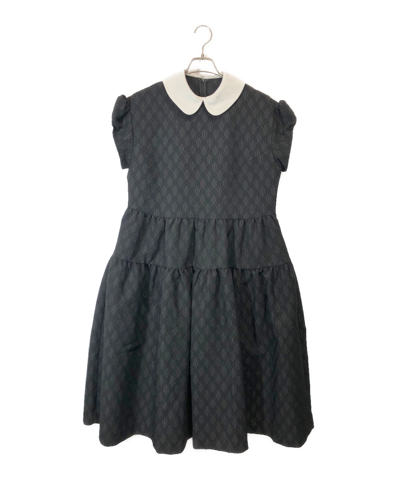 UNMINOU (アンミヌ) ラウンドカラージャガードドレス ブラック サイズ:FREE
