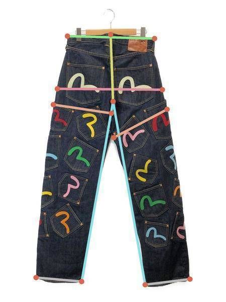 【中古・古着通販】EVISU (エビス) MANY POCKETS メニーポケットデニムパンツ インディゴ サイズ:SIZE 81cm  (W32)｜ブランド・古着通販 トレファク公式【TREFAC FASHION】スマホサイト