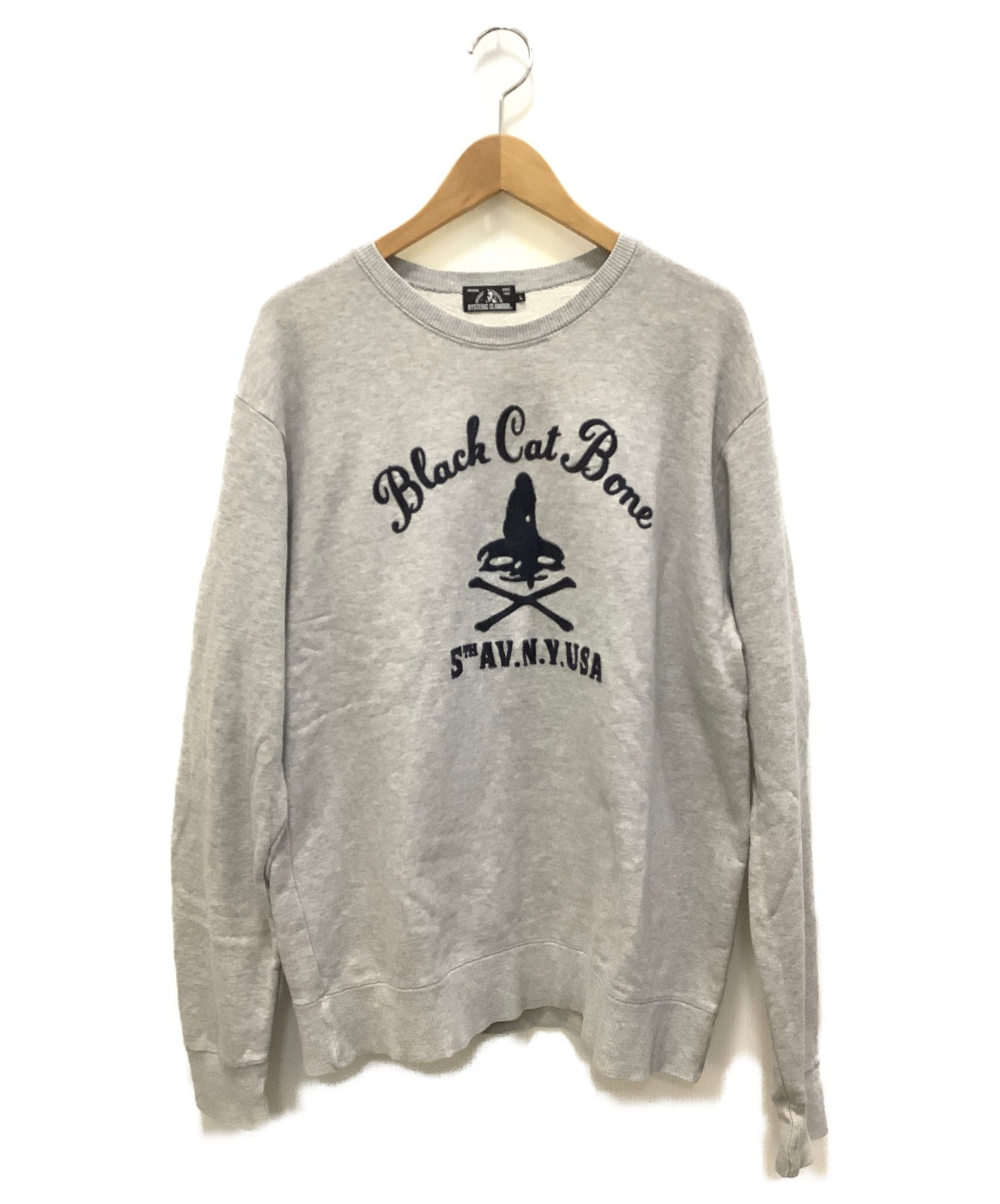 Hysteric Glamour (ヒステリックグラマー) BLACK CAT BONEスウェット ライトグレー サイズ:L