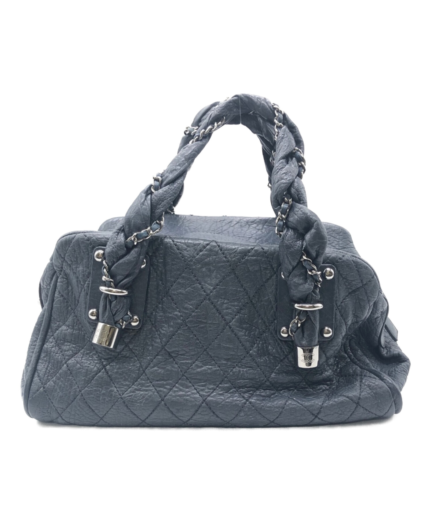 中古・古着通販】CHANEL (シャネル) ミニボストンバッグ ネイビー