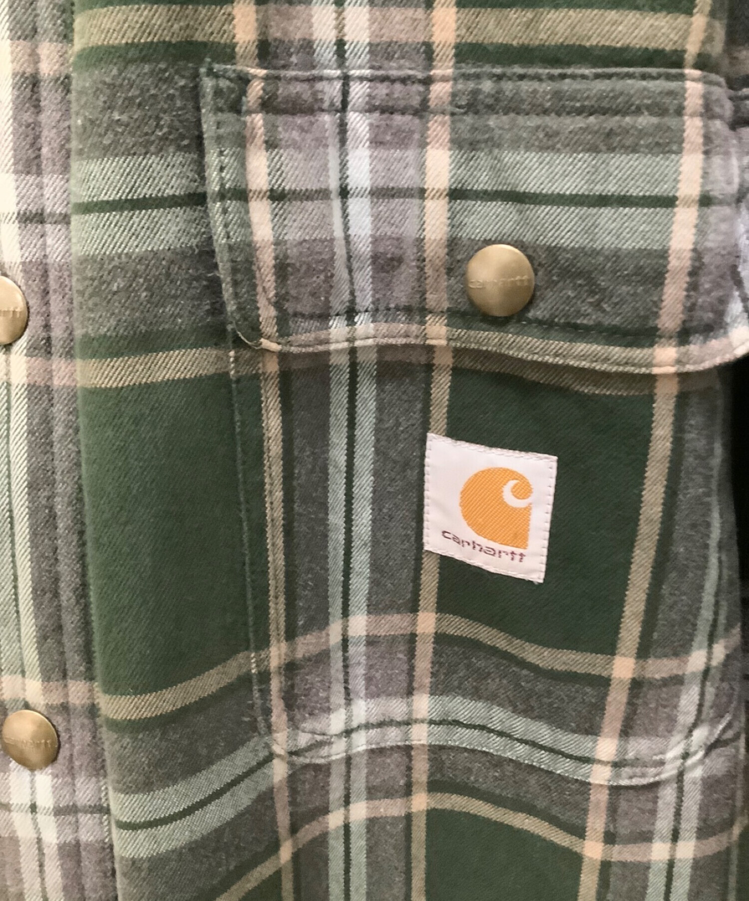 CarHartt (カーハート) 裏ボアワークブルゾン グリーン×グレー サイズ:M