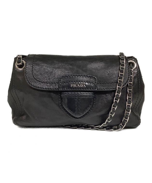 中古・古着通販】PRADA (プラダ) チェーンショルダーバッグ ブラック