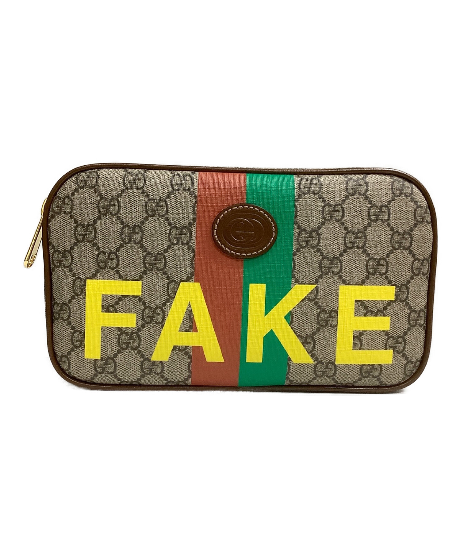 中古・古着通販】GUCCI (グッチ) クラッチバッグ ブラウン×グリーン