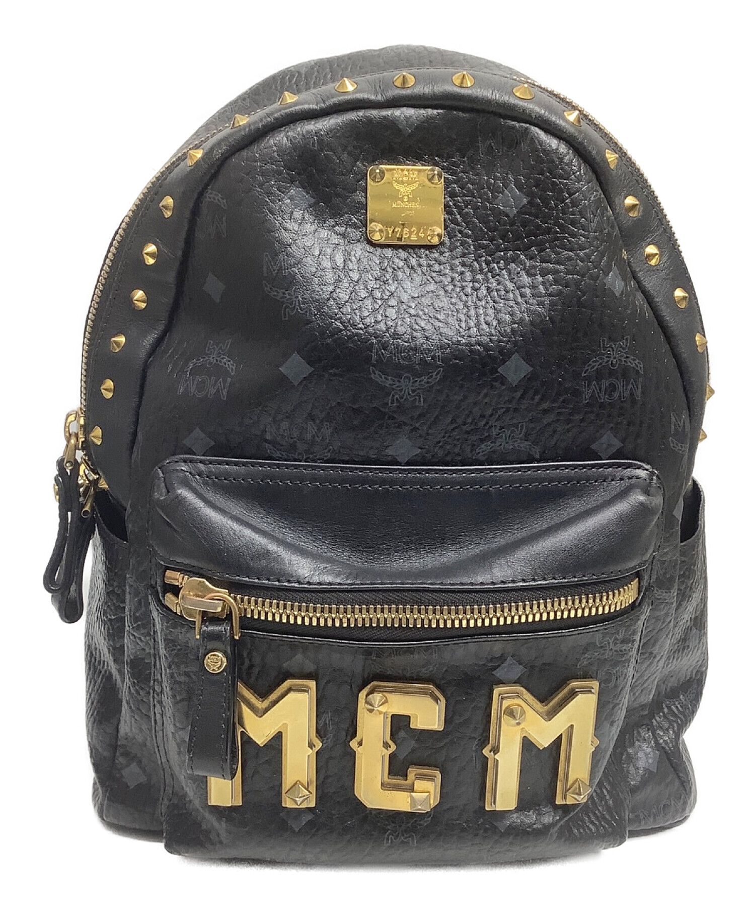 中古・古着通販】MCM (エムシーエム) レザースタッズリュック ブラック ...