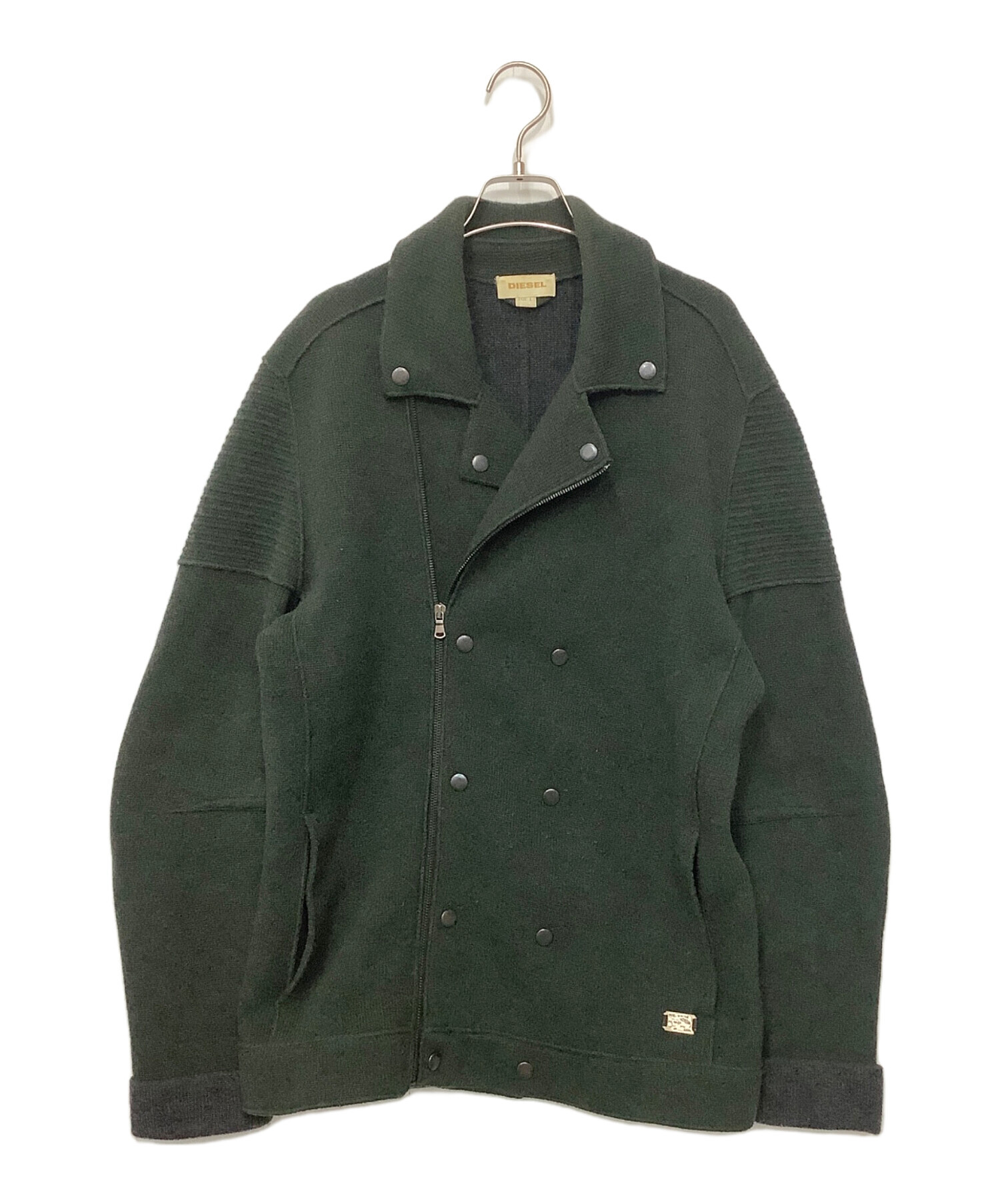 中古・古着通販】DIESEL (ディーゼル) ダブルライダースニットジャケット カーキ サイズ:L｜ブランド・古着通販 トレファク公式【TREFAC  FASHION】スマホサイト