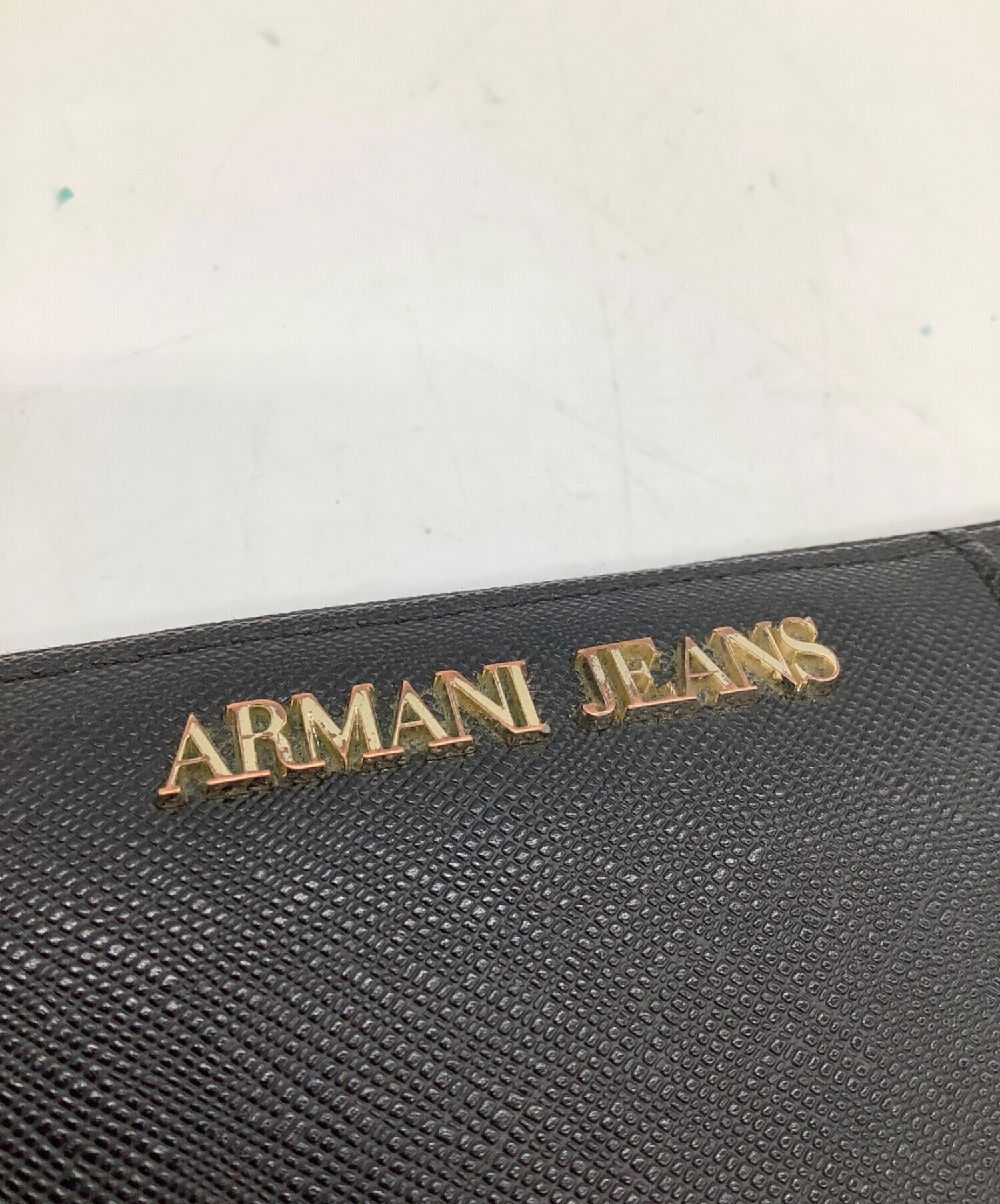 ARMANI JEANS (アルマーニジーンズ) ラウンドファスナー長財布 ブラック