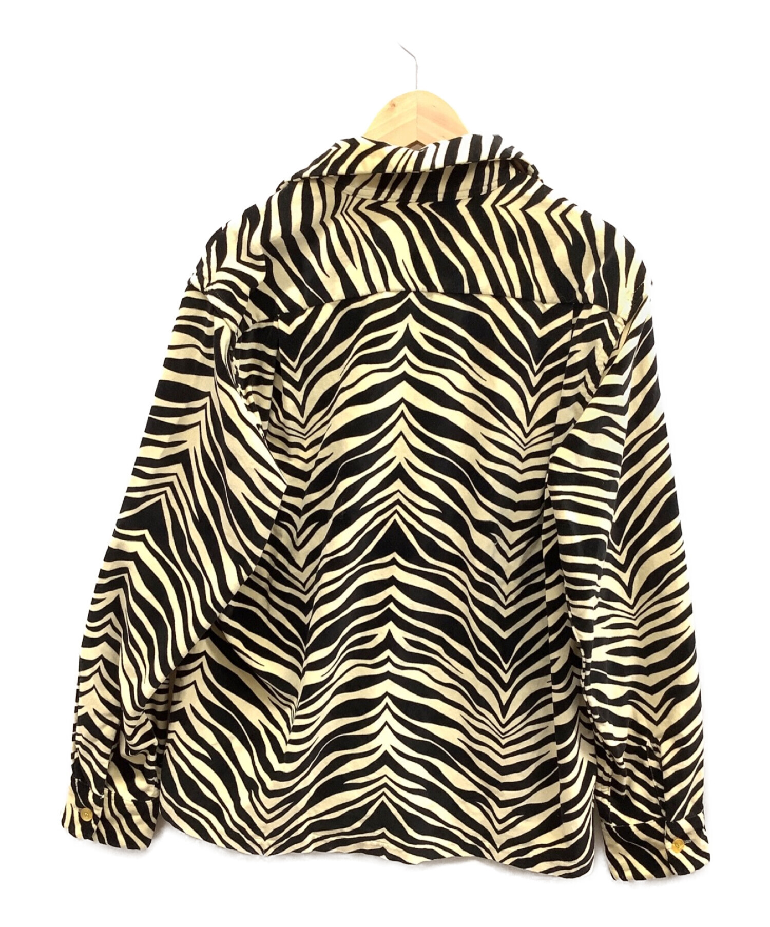 STYLE EYES (スタイルアイズ) Zebra Velveteen Open Shirts（ゼブラベルベティーンオープンシャツ）  ベージュ×ブラック サイズ:Ｓ