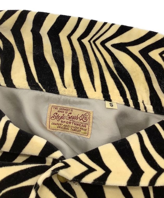 STYLE EYES (スタイルアイズ) Zebra Velveteen Open Shirts（ゼブラベルベティーンオープンシャツ）  ベージュ×ブラック サイズ:Ｓ