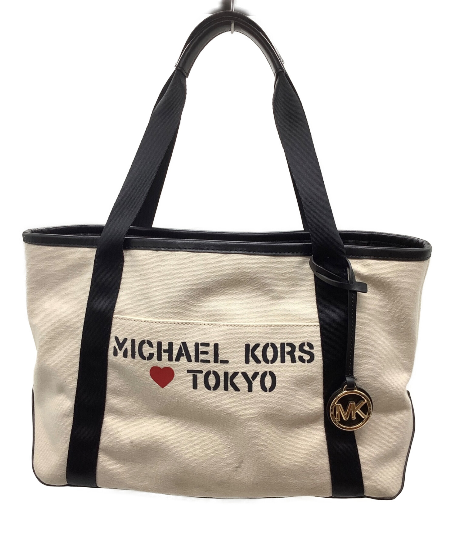 MICHAEL KORS (マイケルコース) ラージトートバッグ/ LOVE TOKYO ホワイト×ブラック