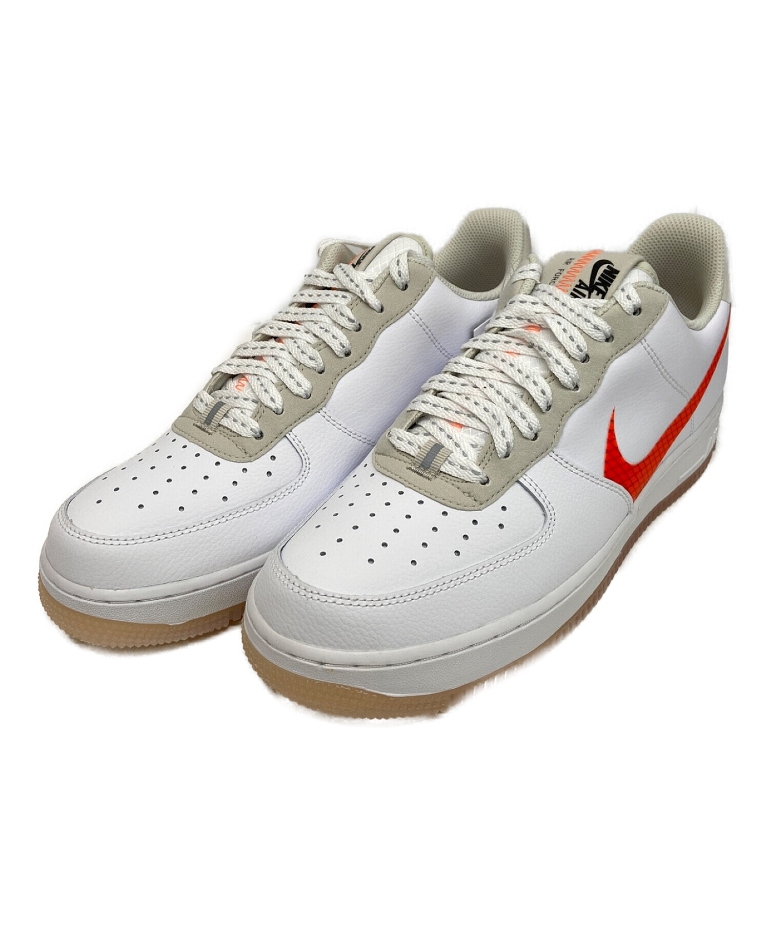 NIKE (ナイキ) Air Force 1 Low '07 LV8 Orange Swoosh ホワイト×オレンジ サイズ:US8.5 未使用品