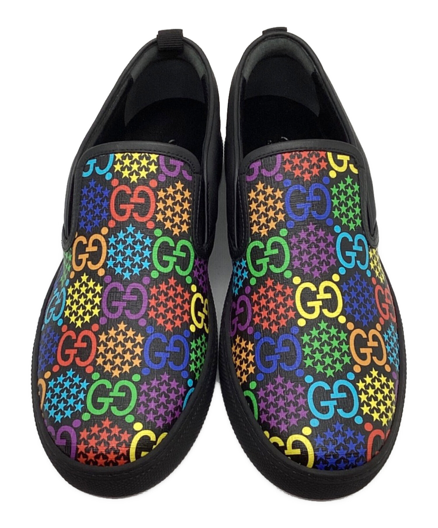 中古・古着通販】GUCCI (グッチ) スリッポン ブラック×マルチカラー