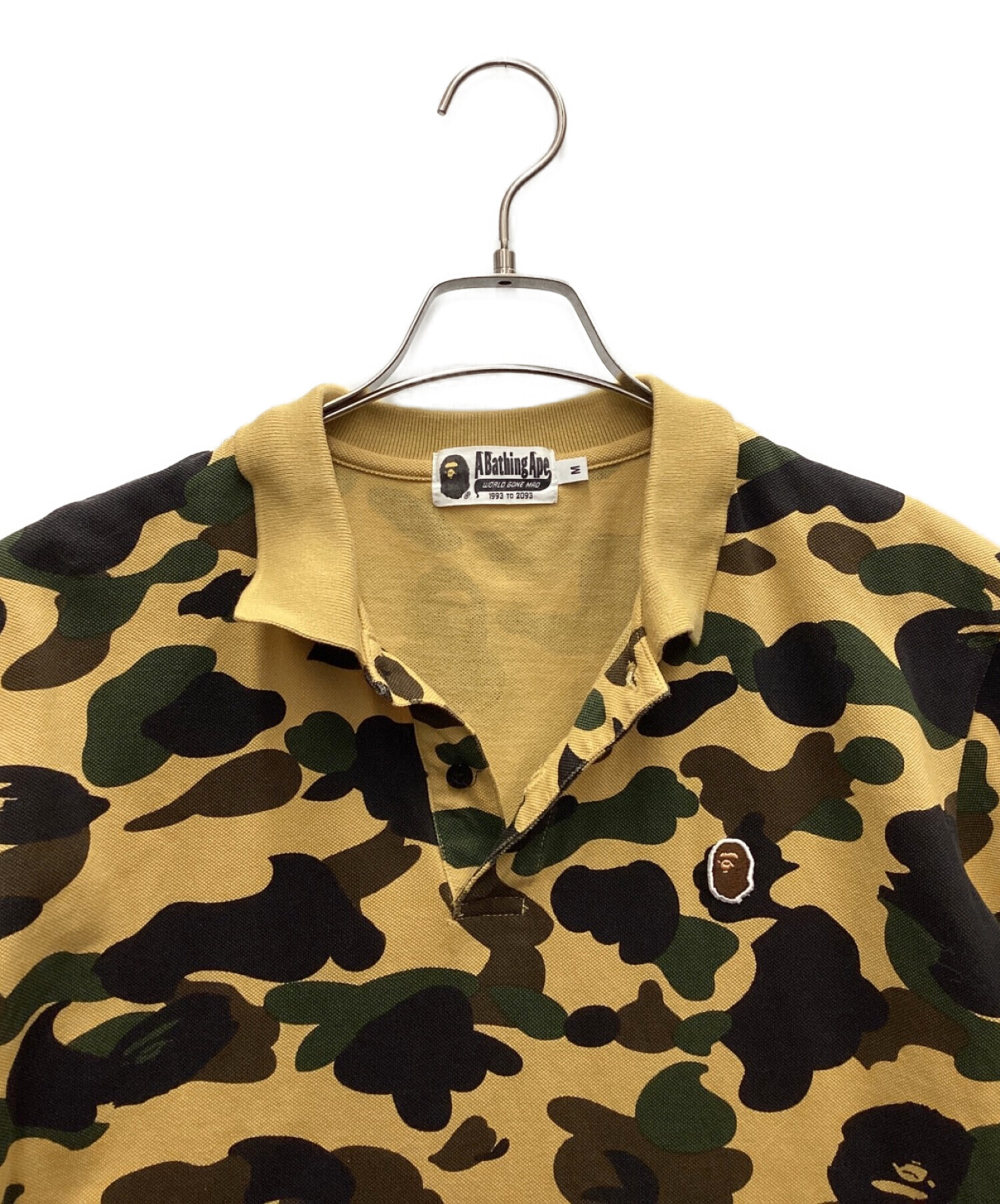 A BATHING APE (アベイシングエイプ) 半袖ポロシャツ イエロー×ブラウン サイズ:M