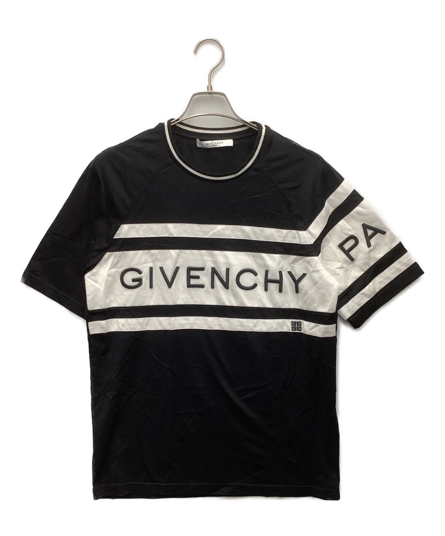 GIVENCHY (ジバンシィ) コントラストスリムTシャツ ブラック×ホワイト サイズ:M