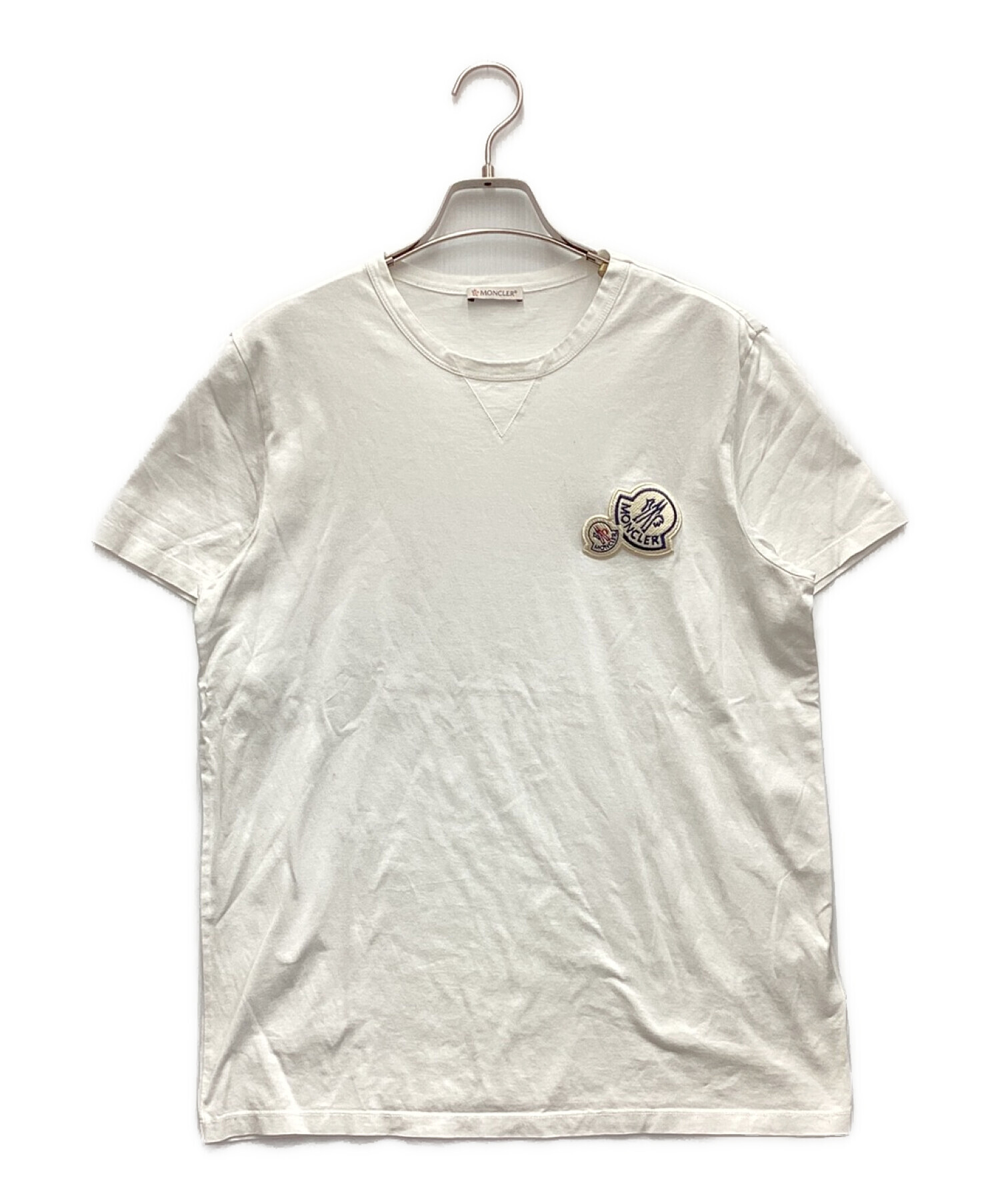 ★希少★ MONCLER Tシャツ Ｍ　ロゴ ワッペン モンクレール ホワイト柄デザインプリント