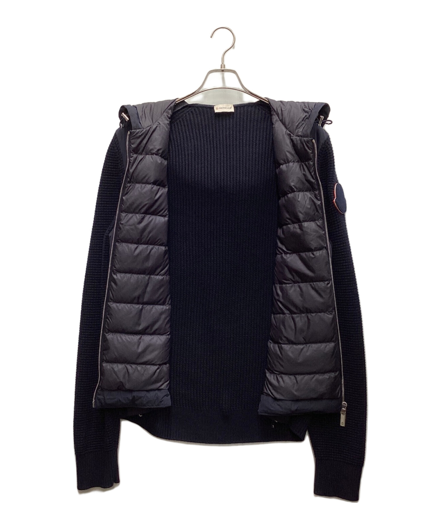 MONCLER (モンクレール) CARDIGAN TRICOT ニット切替ダウンジャケット ネイビー サイズ:XL