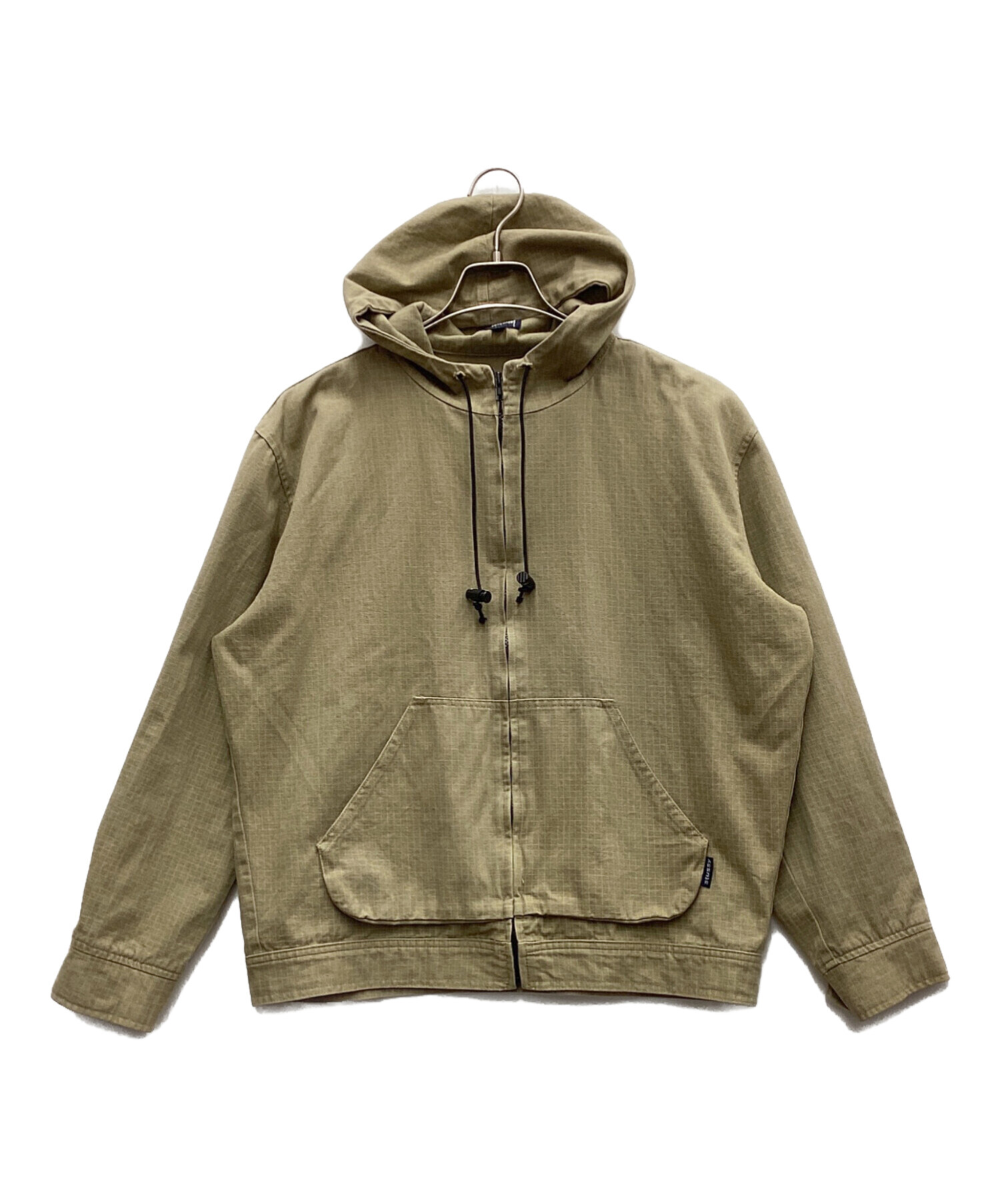 OLD STUSSY (オールドステューシー) ジップパーカー カーキ サイズ:S