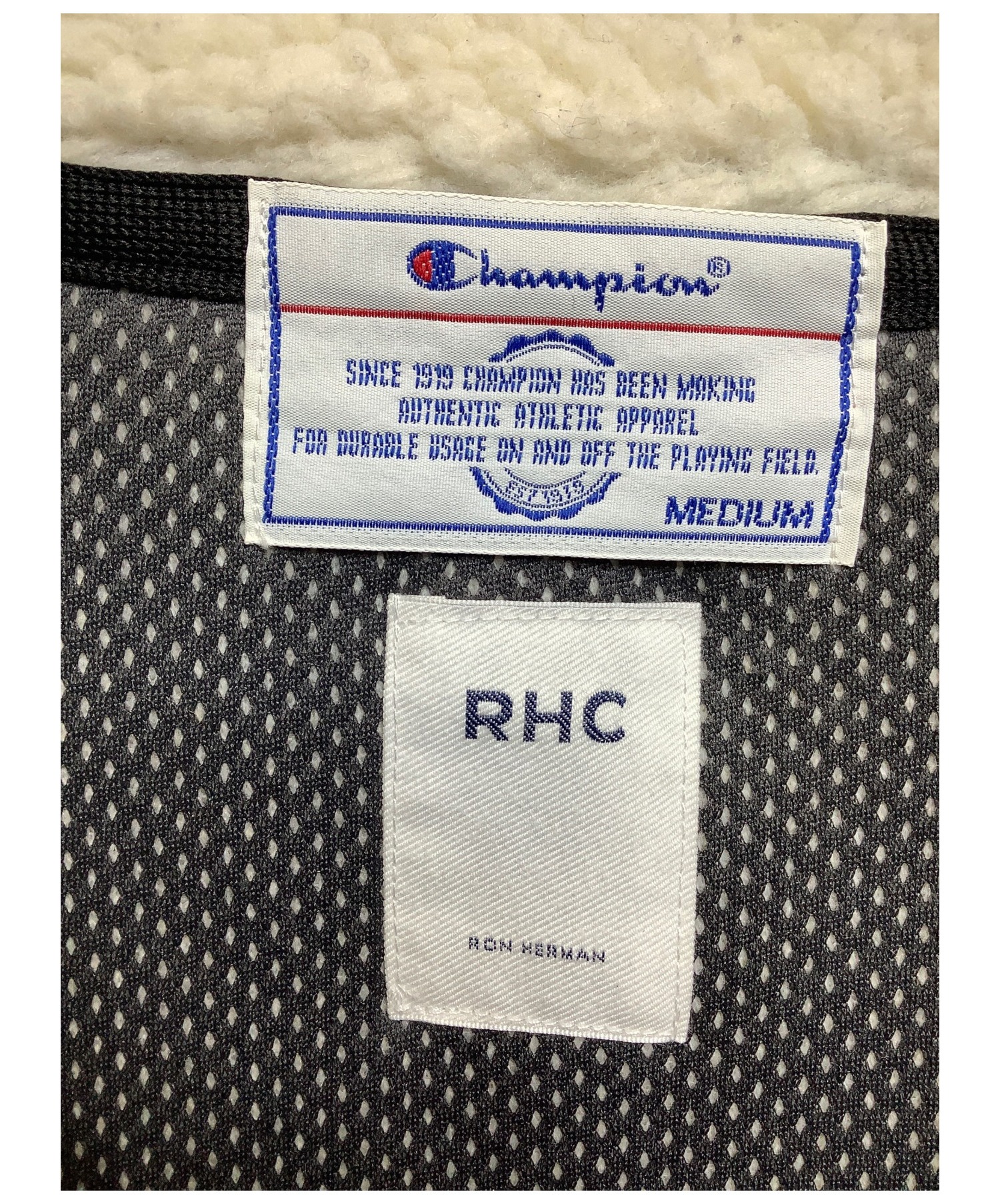 Champion×RHC Ron Herman (チャンピオン×アールエイチシー ロンハーマン) ボアジャケット ベージュ×ネイビー サイズ:M