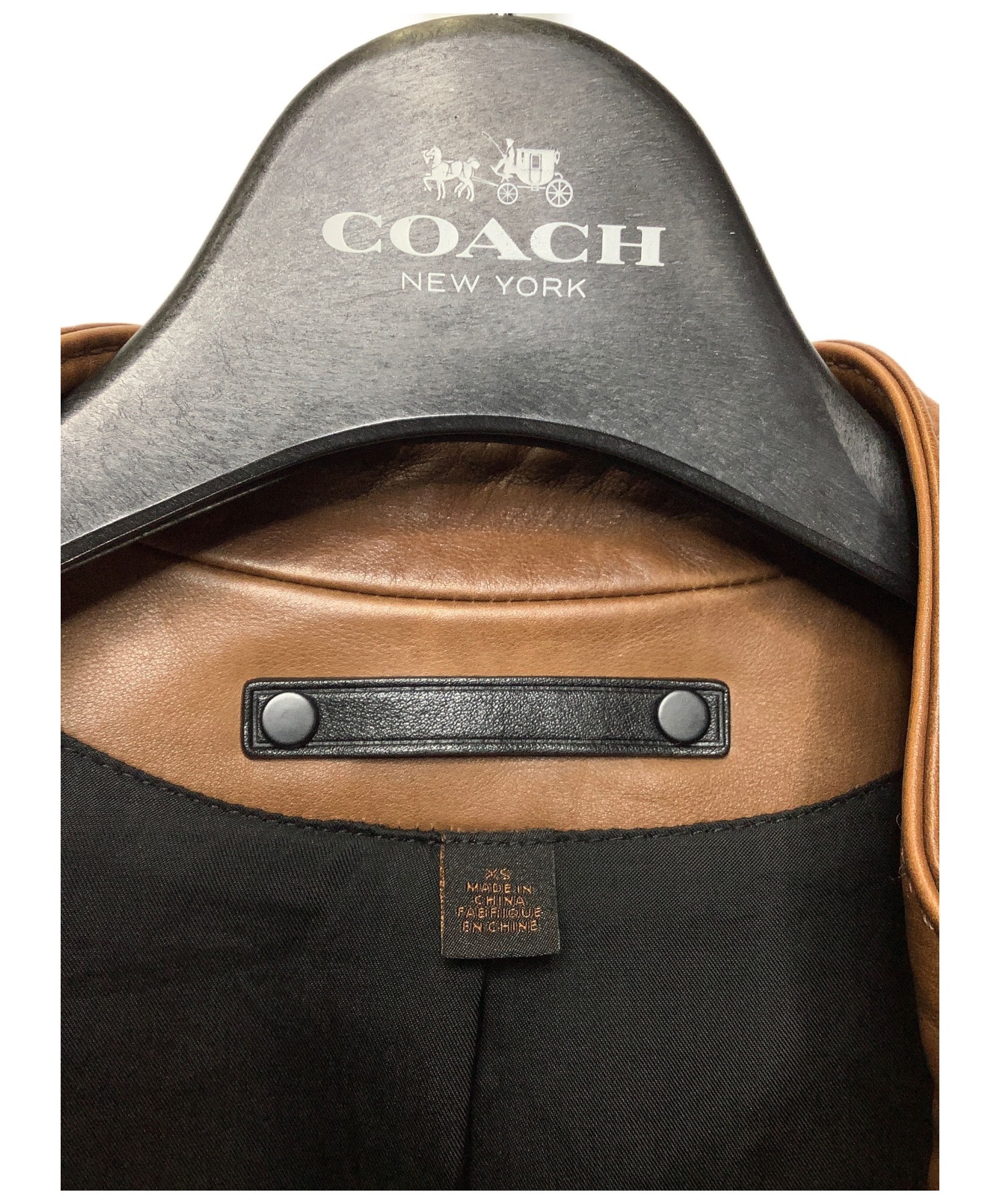 中古・古着通販】COACH (コーチ) レザーレーサージャケット ブラウン