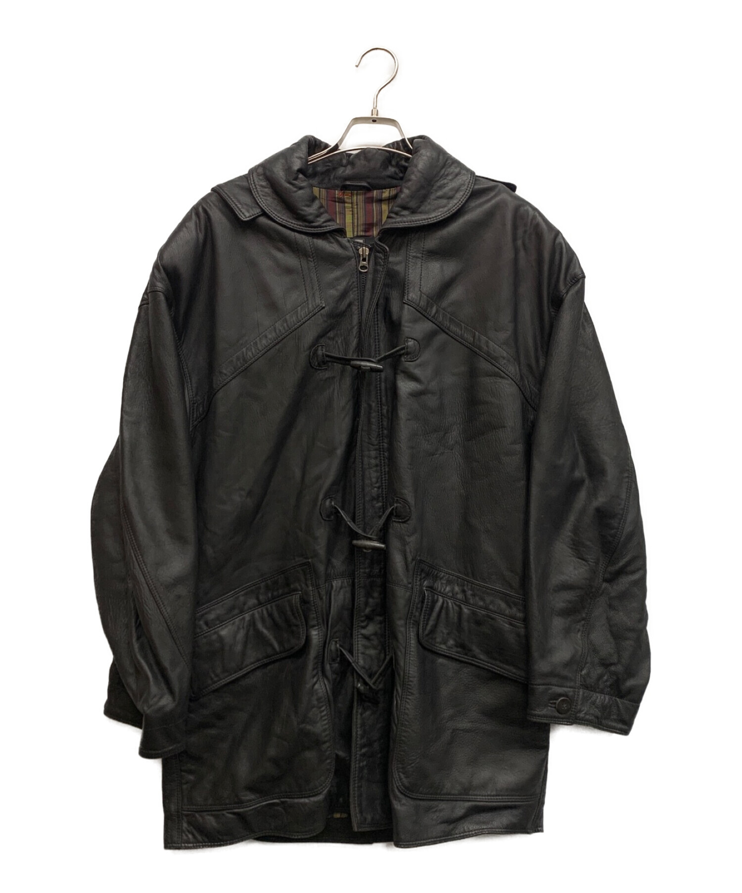 PIERRE BALMAIN (ピエールバルマン) レザーダッフルジャケット ブラック サイズ:M