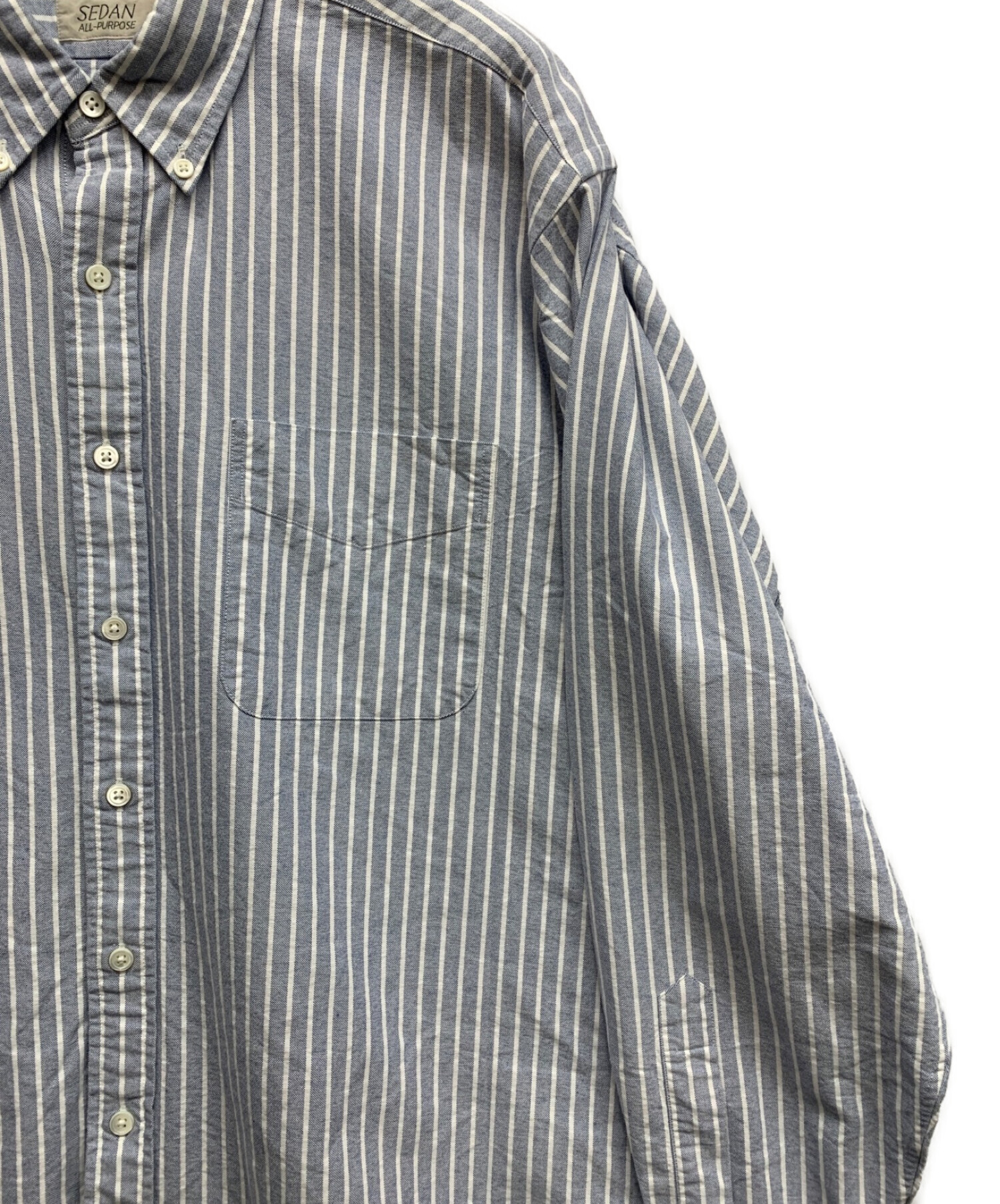 SEDAN ALL-PURPOSE (セダンオールパーパス) ストライプシャツ ブルー サイズ:XL