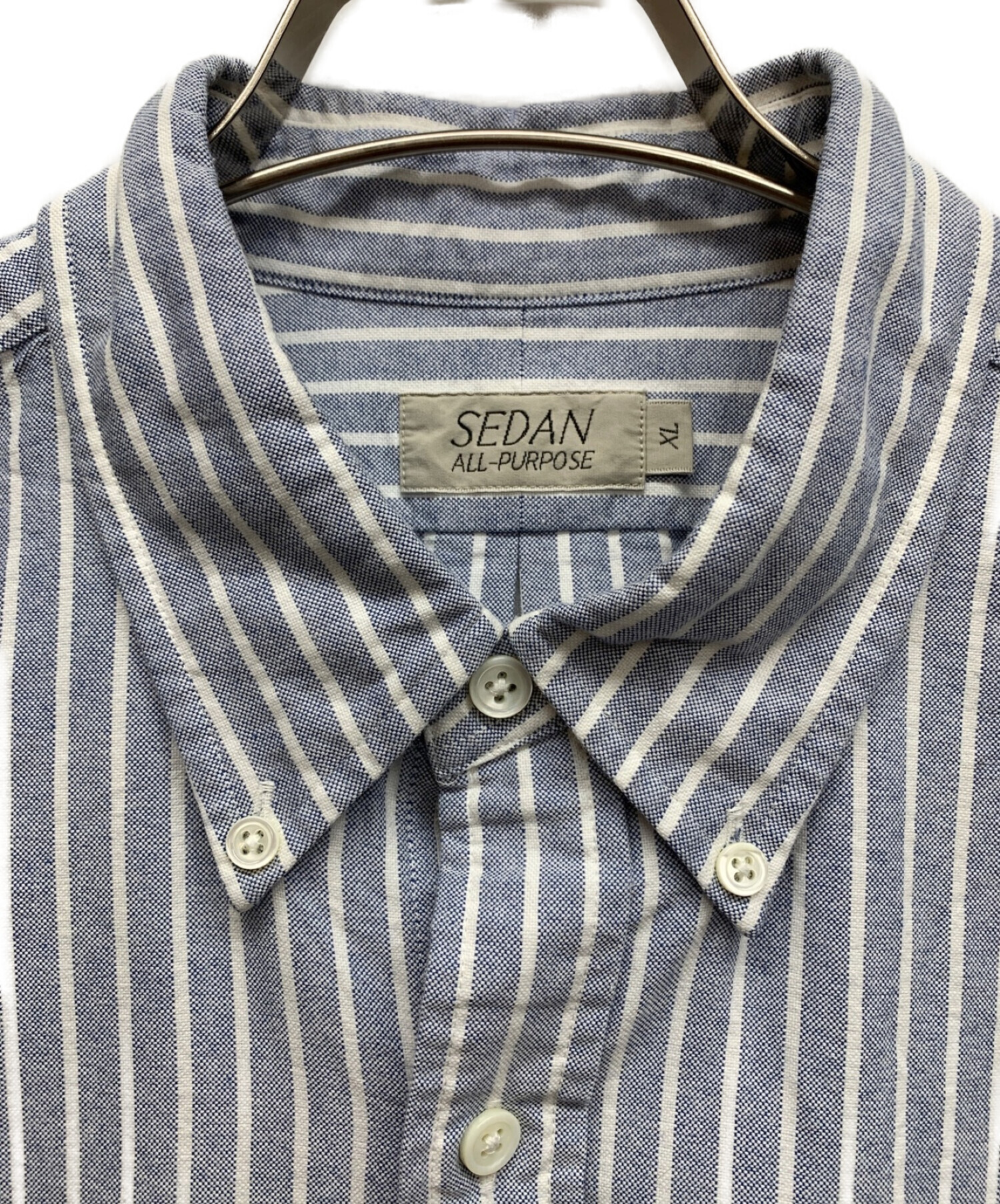 SEDAN ALL-PURPOSE (セダンオールパーパス) ストライプシャツ ブルー サイズ:XL