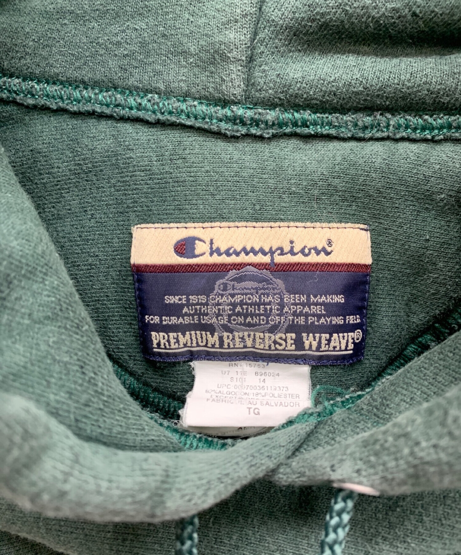 Champion Premium Reverse Weave (チャンピオン プレミアム リバースウィーブ) プルオーバーパーカー グリーン  サイズ:XL