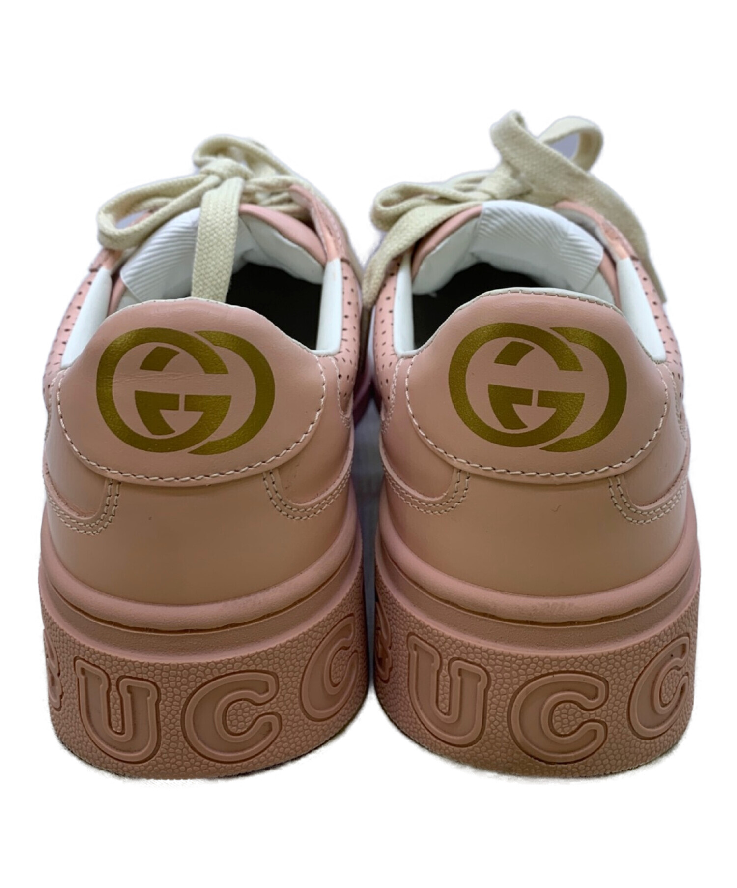 GUCCI (グッチ) レザースニーカー ピンク サイズ:23.5