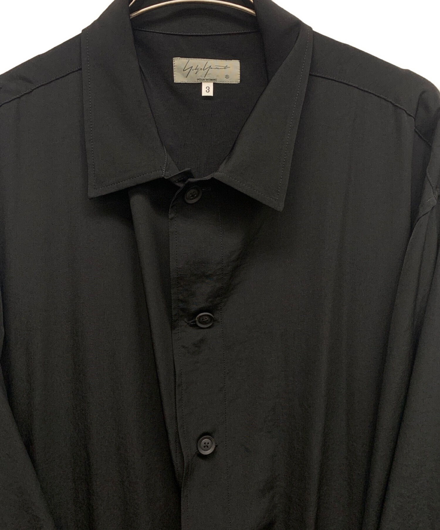 YOHJI YAMAMOTO (ヨウジヤマモト) タキシードスタンドフォールカラーシャツコート ブラック サイズ:3