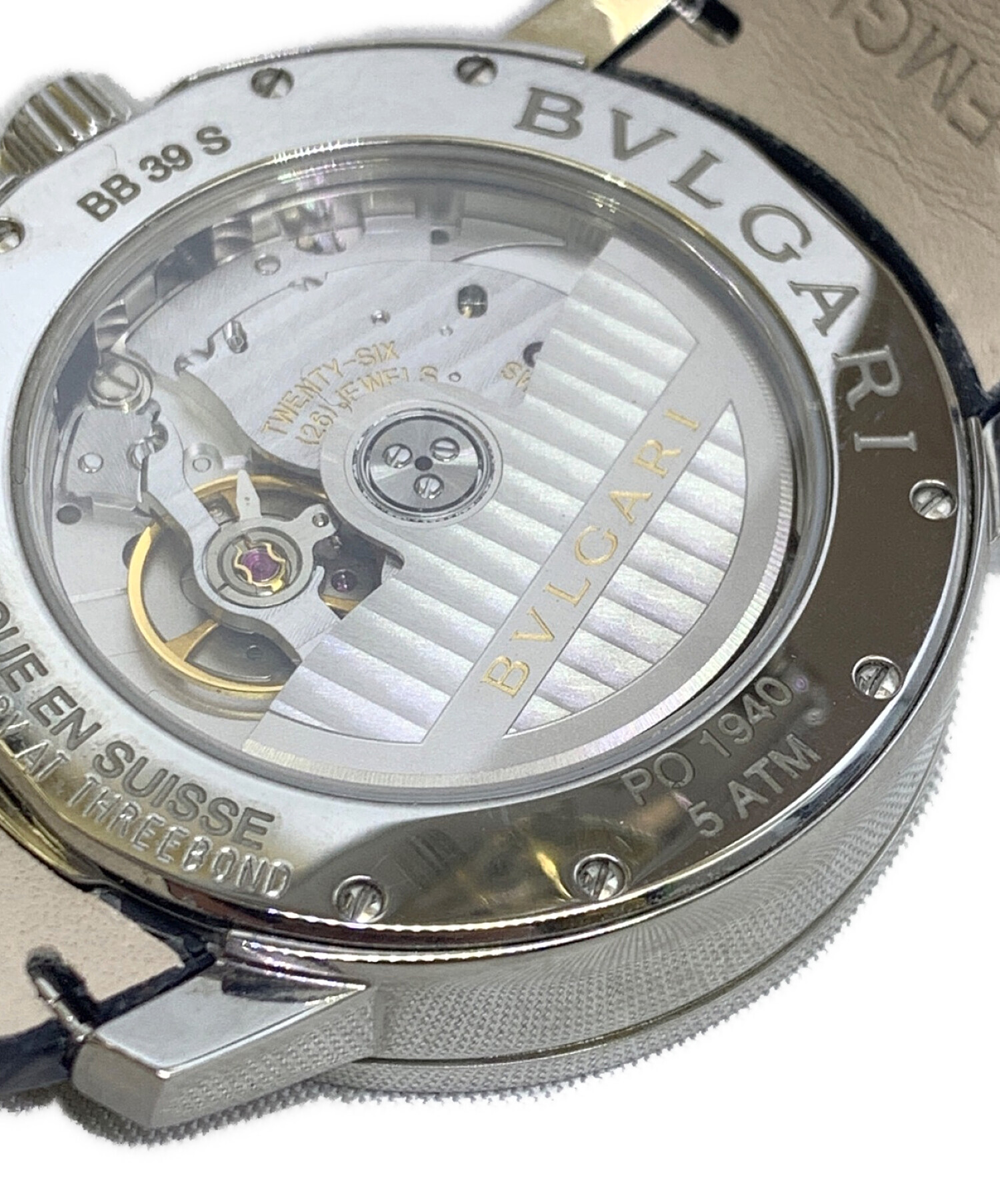 32,800円BVLGARI ブルガリ QZ 黒文字盤 SS×YG メンズ腕時計 電池交換済み