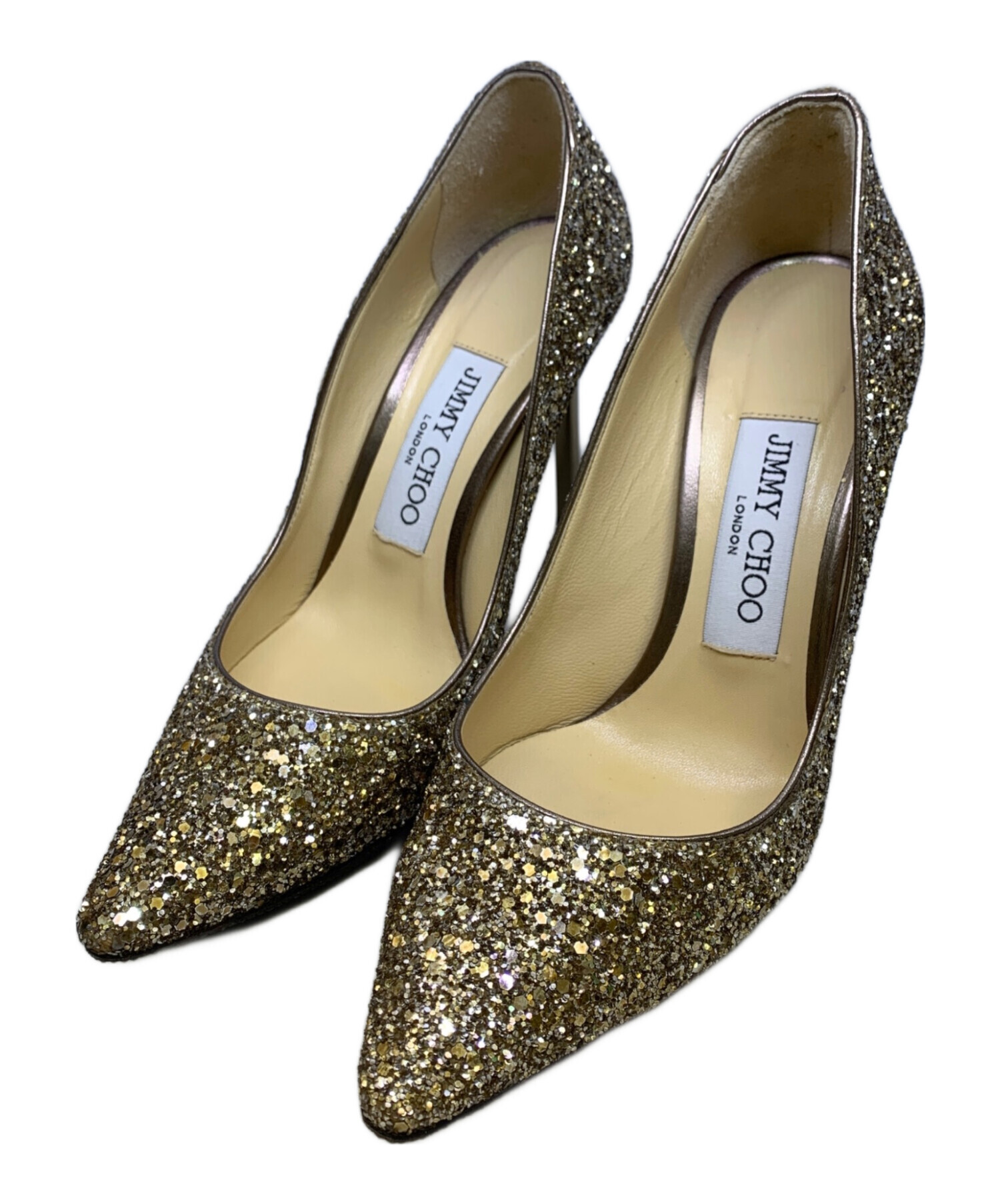 中古・古着通販】JIMMY CHOO (ジミーチュウ) グリッターパンプス ゴールドカラー サイズ:34 1/2｜ブランド・古着通販  トレファク公式【TREFAC FASHION】スマホサイト