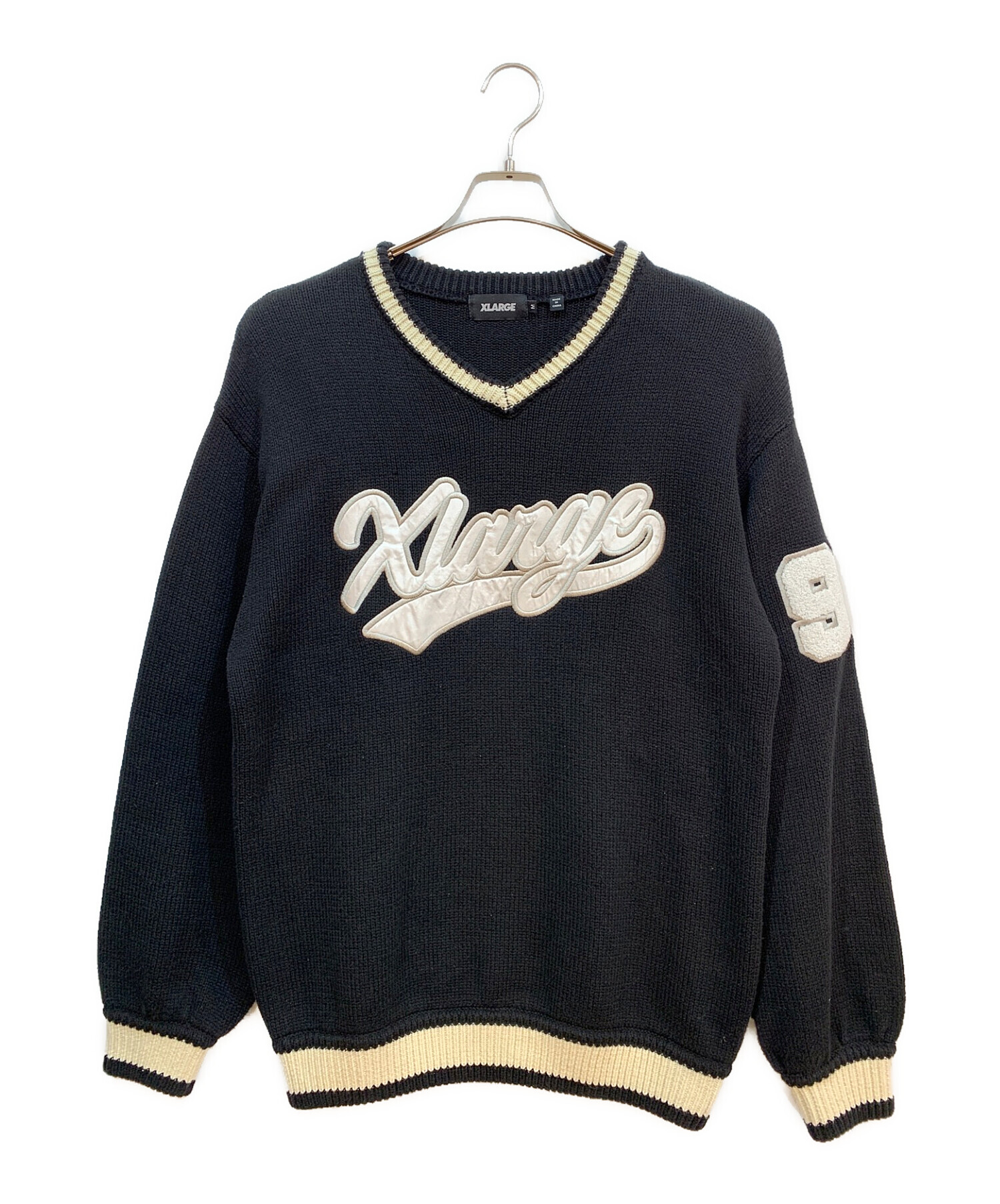 中古・古着通販】X-LARGE (エクストララージ) Vネックニット ブラック