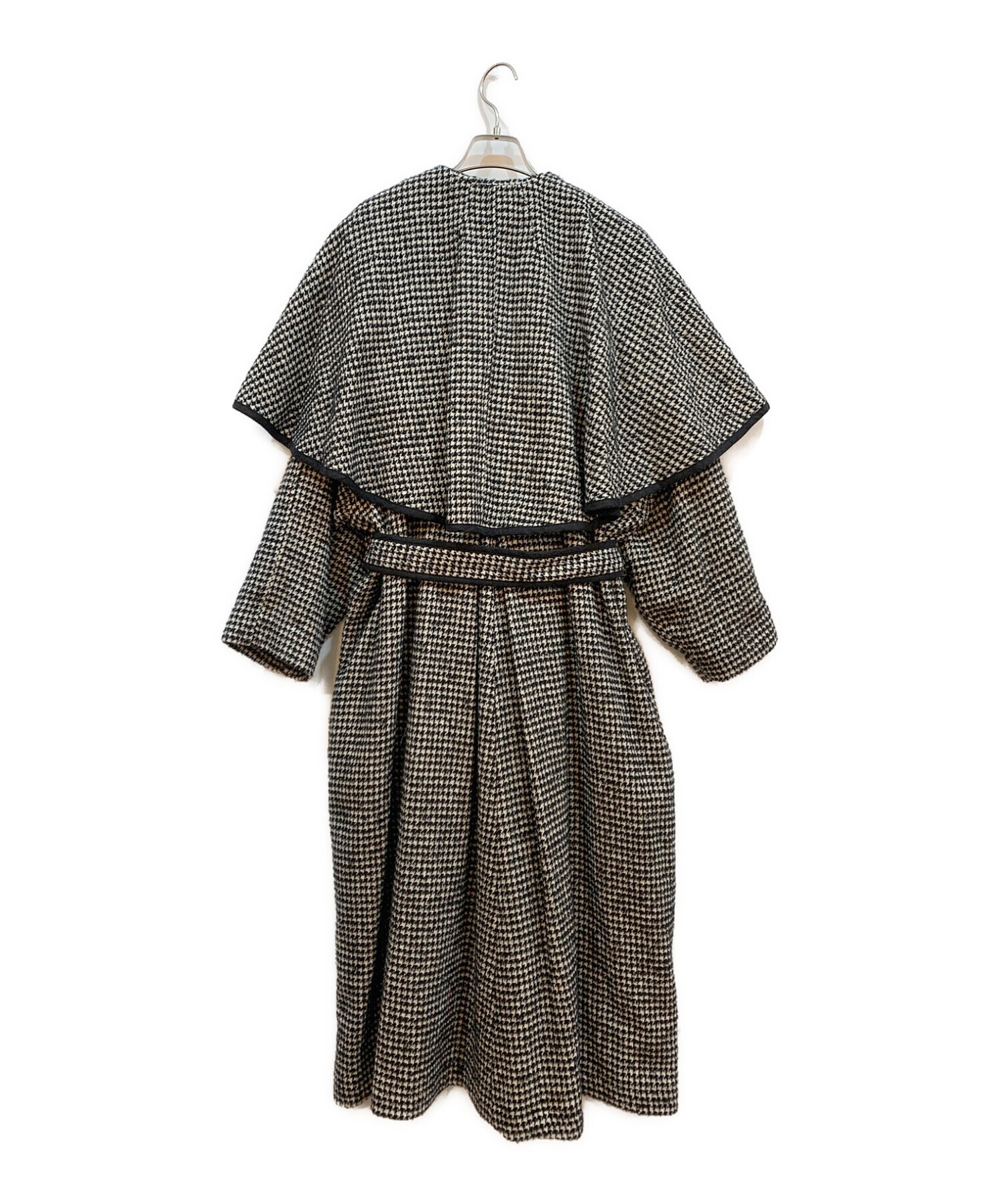 CLANE (クラネ) ハウンドトゥース ケープコート（HOUNDSTOOTH CAPE COAT） ブラック サイズ:1