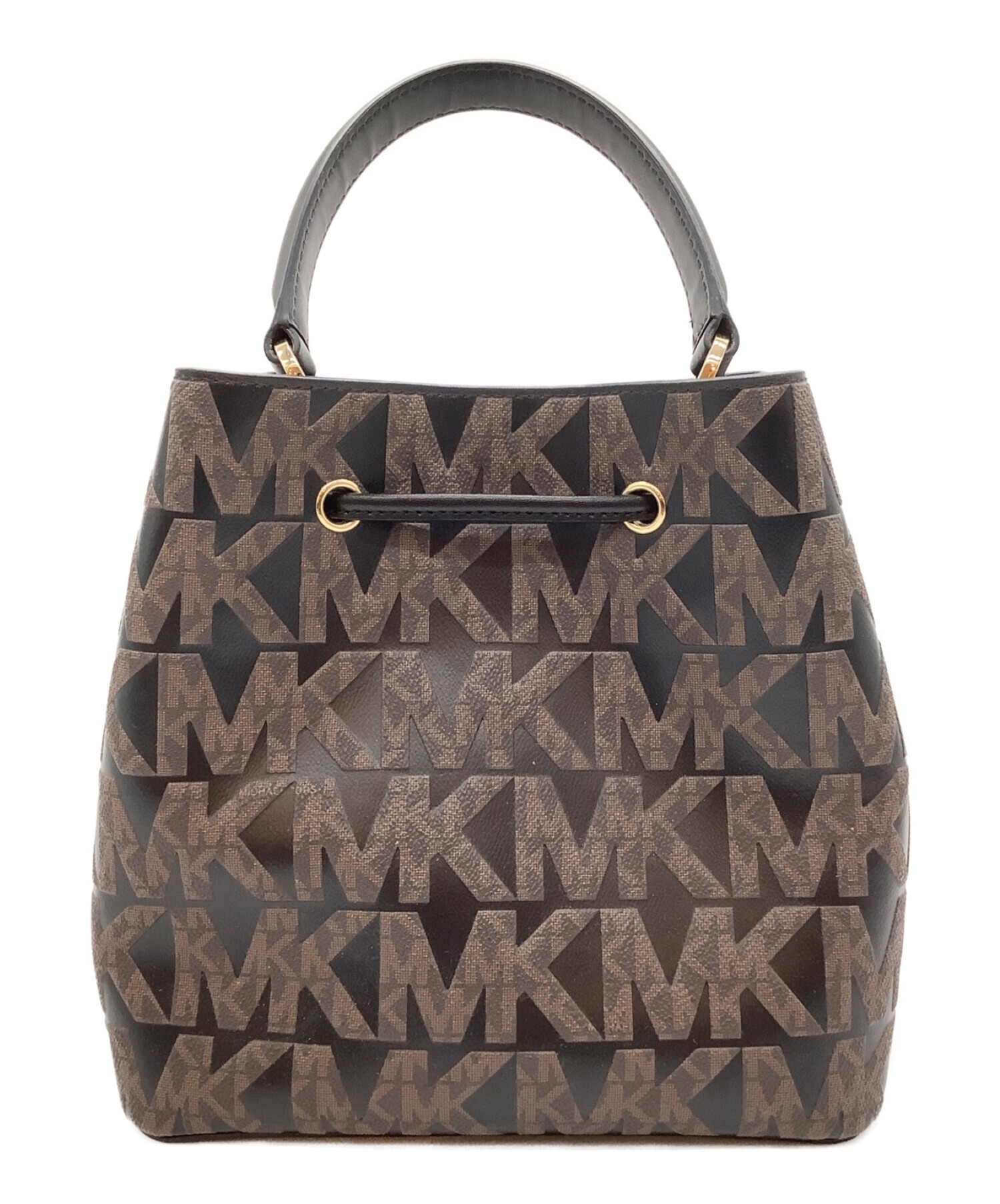 Michael Kors Suri MD Messenger Signature factory 3D Graphic Logo Bucket Bag Brown Black